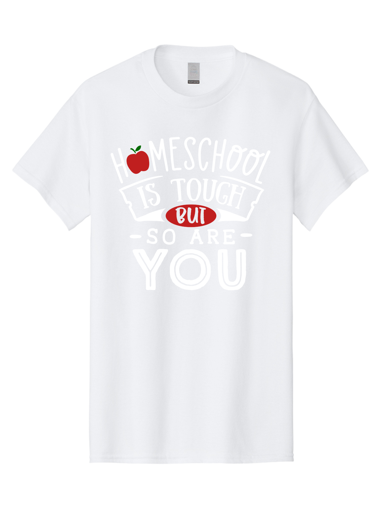 Homeschool-Is-Tough-But-So-Are-You-2 Men'S Graphic Tee, 100% Cotton, Comfortable Casual Summer Wear, Machine Washable, Homeschool, Motivational Quote, Inspirational Message, Apple Symbol, Education, Perseverance, Resilience, Empowerment Aab354 1