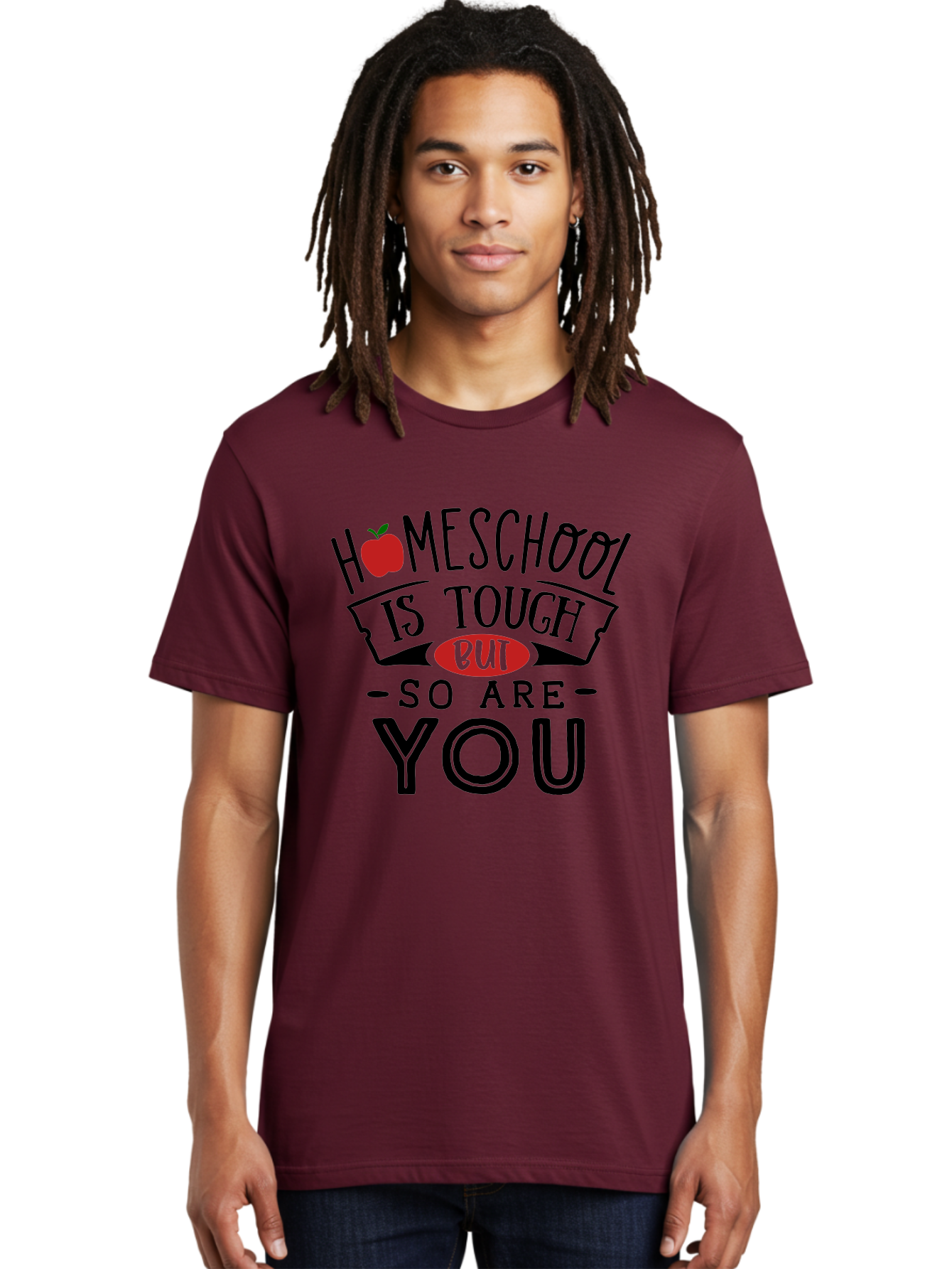 Homeschool-Is-Tough-But-So-Are-You-3 Men'S Graphic Tee, 100% Cotton, Comfortable Casual Summer Wear, Machine Washable, Homeschool, Motivational Quote, Inspirational Saying, Education, Learning, Teaching, Encouragement, Positivity, Apple Symbol Aab355 6