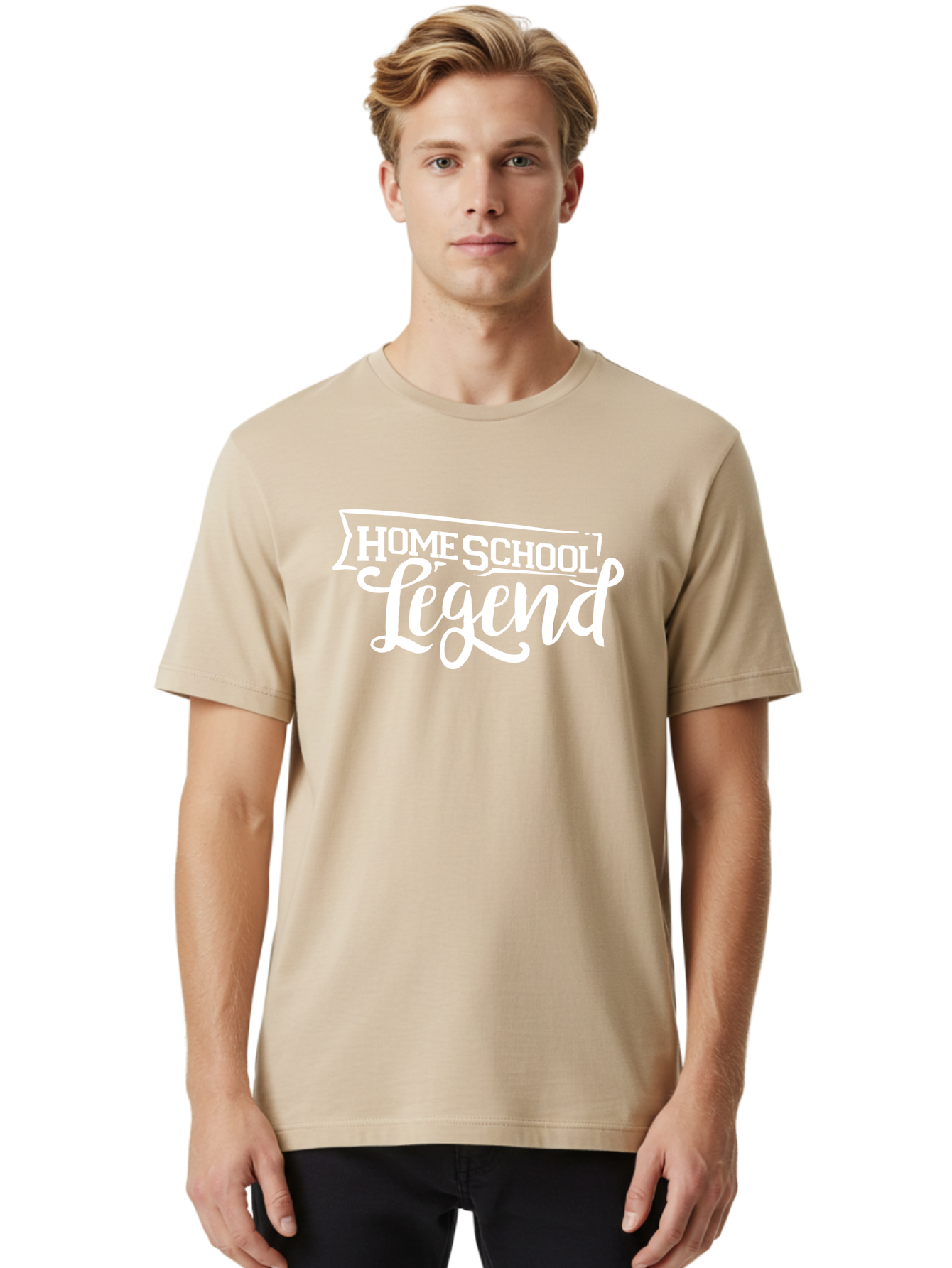 Homeschool-Legend Men'S Graphic Tee, 100% Cotton, Comfortable Casual Summer Wear, Machine Washable, Homeschool Legend, Homeschooling, Education, Learning, Custom Design, Personalized Logo, Inspirational Quote, Motivational Phrase, Aab357 24