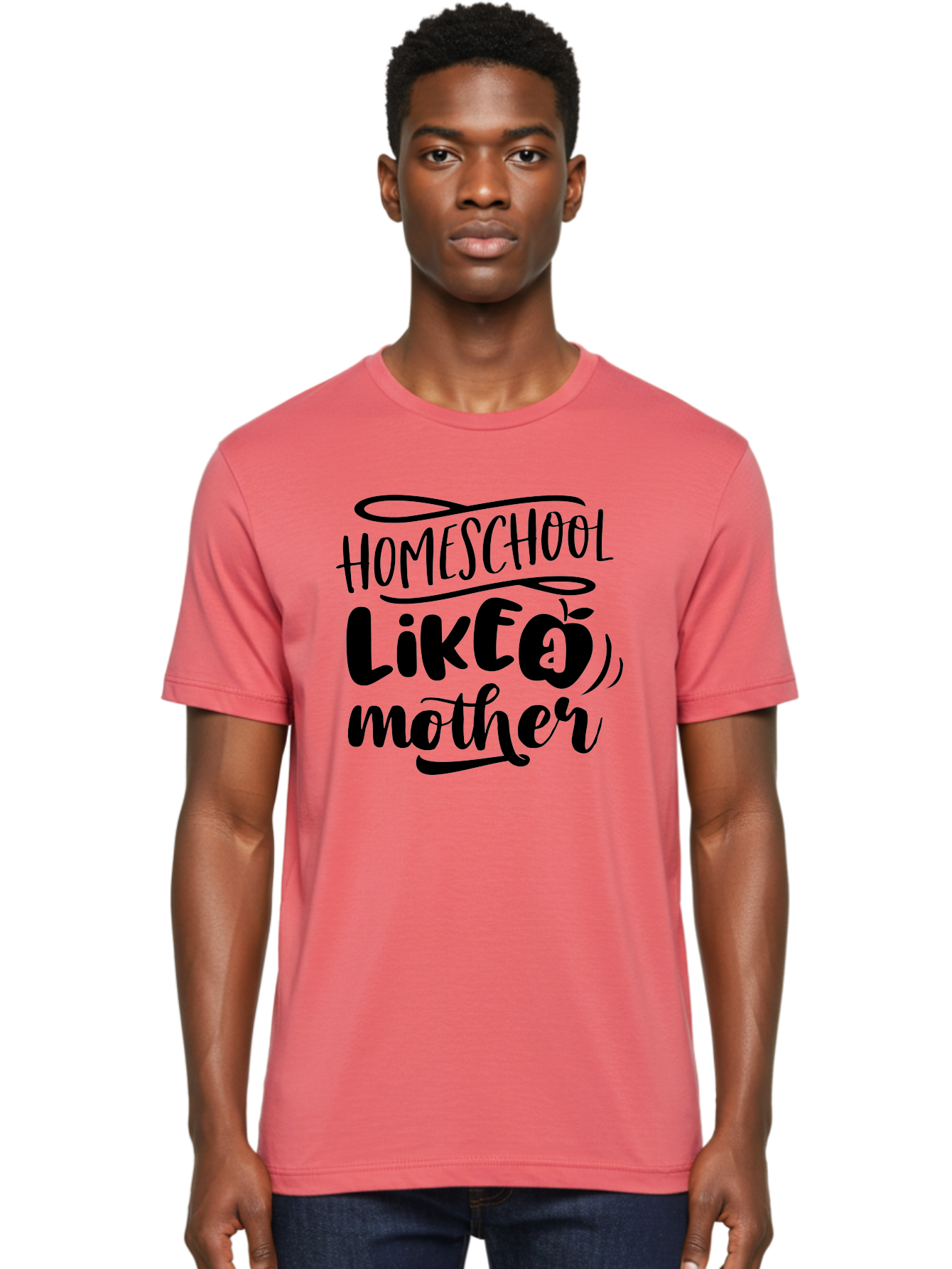 Homeschool-Like-A-Mother Men'S Graphic Tee, 100% Cotton, Comfortable Casual Summer Wear, Machine Washable, Homeschooling, Motherhood, Education At Home, Parenting, Homeschool Mom, Funny Quote, Apple Theme, Inspirational Quote, Aab362 8