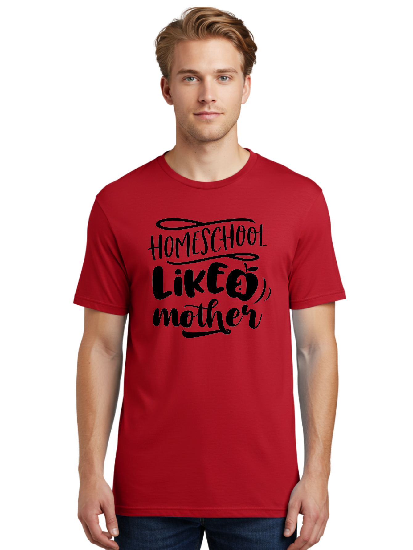 Homeschool-Like-A-Mother Men'S Graphic Tee, 100% Cotton, Comfortable Casual Summer Wear, Machine Washable, Homeschooling, Motherhood, Education At Home, Parenting, Homeschool Mom, Funny Quote, Apple Theme, Inspirational Quote, Aab362 4