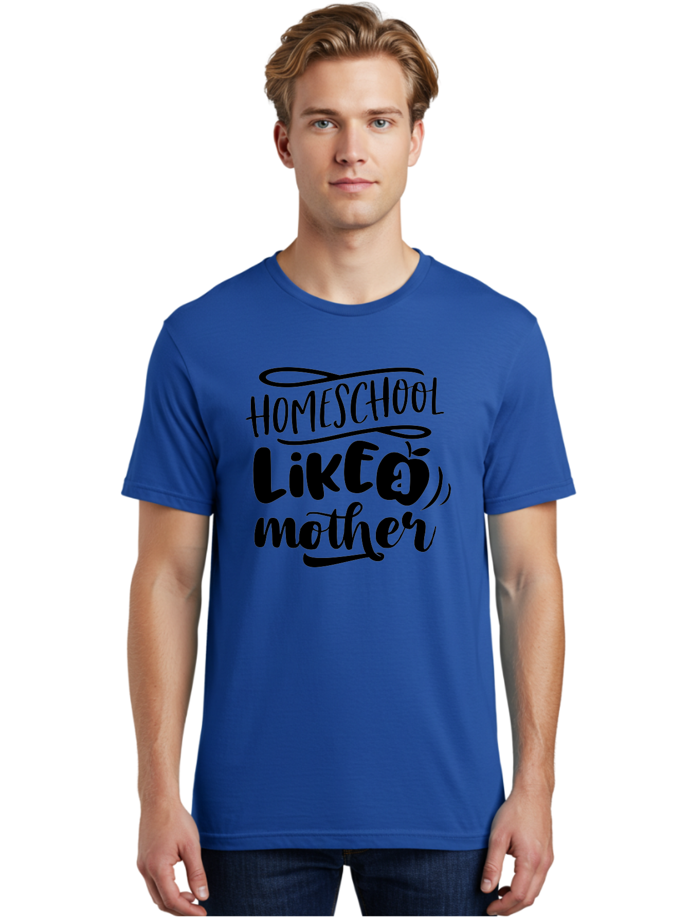 Homeschool-Like-A-Mother Men'S Graphic Tee, 100% Cotton, Comfortable Casual Summer Wear, Machine Washable, Homeschooling, Motherhood, Education At Home, Parenting, Homeschool Mom, Funny Quote, Apple Theme, Inspirational Quote, Aab362 24