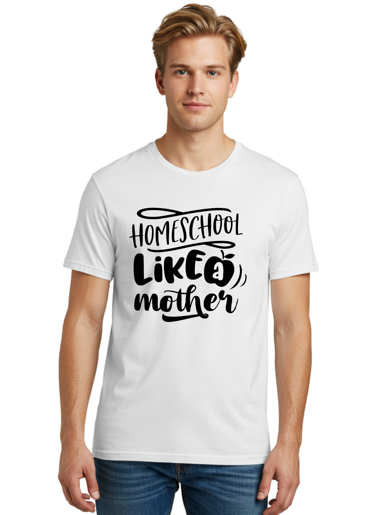 Homeschool-Like-A-Mother Men'S Graphic Tee, 100% Cotton, Comfortable Casual Summer Wear, Machine Washable, Homeschooling, Motherhood, Education At Home, Parenting, Homeschool Mom, Funny Quote, Apple Theme, Inspirational Quote, Aab362 18