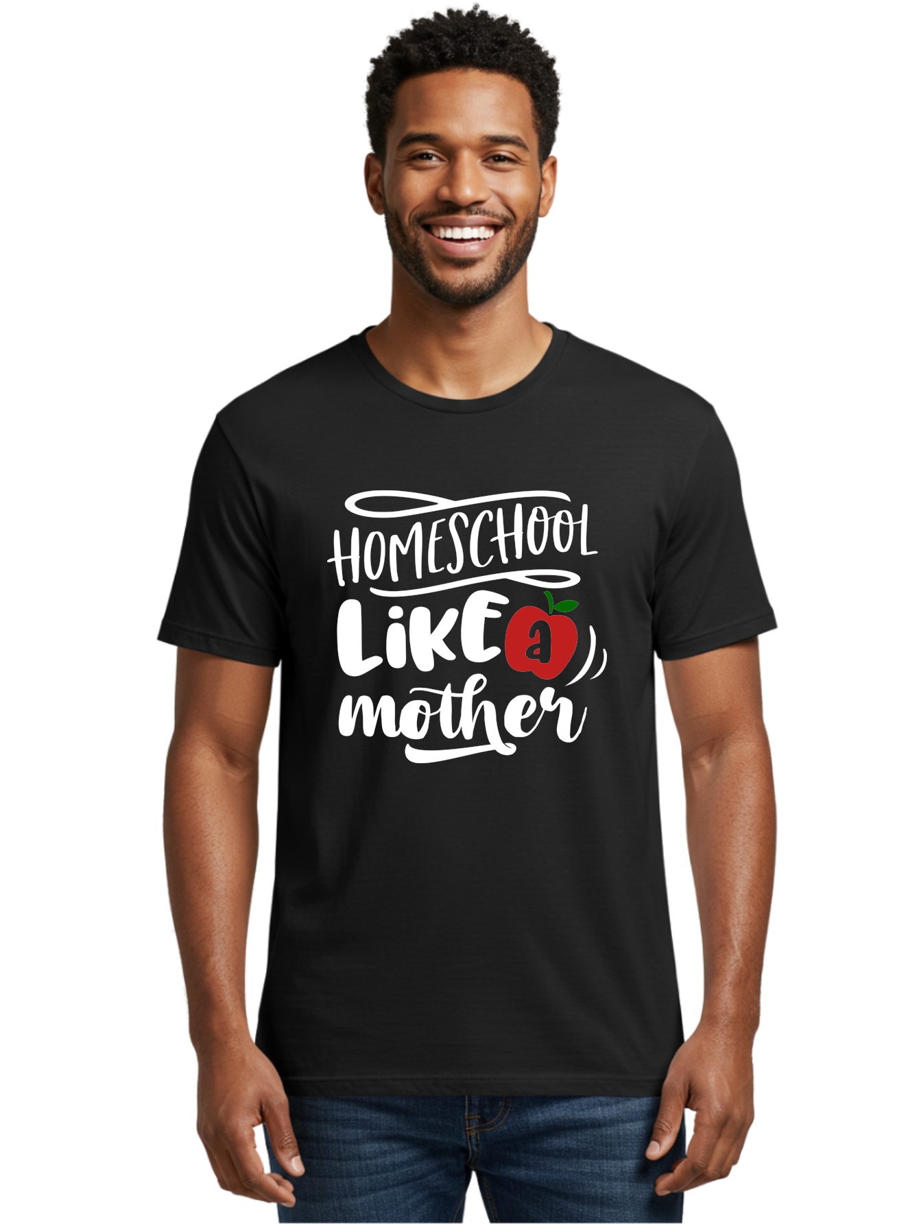 Homeschool-Like-Mother Men'S Graphic Tee, 100% Cotton, Comfortable Casual Summer Wear, Machine Washable, Homeschool, Homeschooling, Motherhood, Apple Symbol, Education, Learning, Parenting, Family, Inspirational Quote, Motivational Phrase Aab363 16