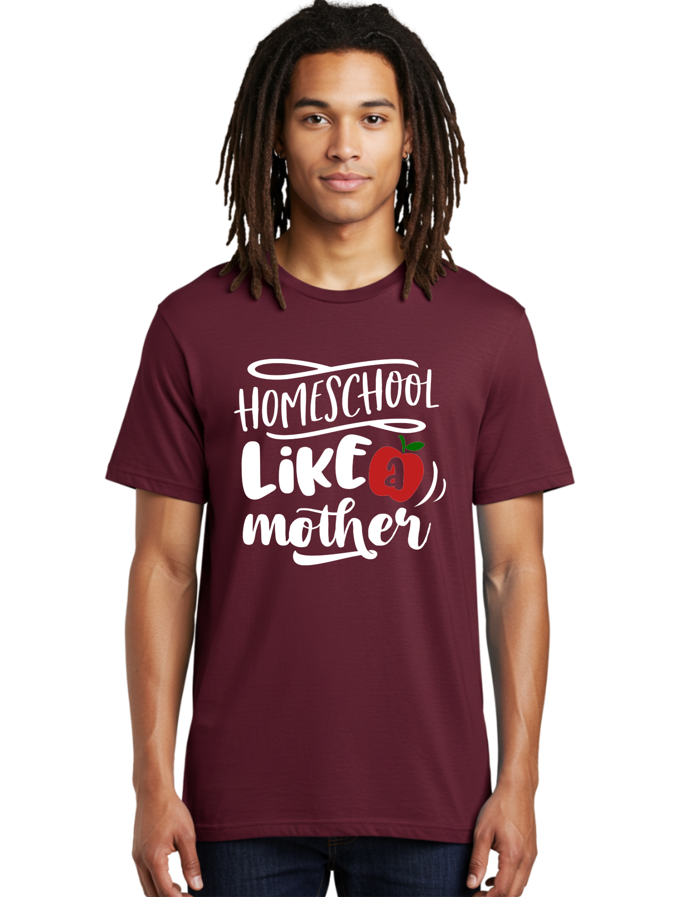 Homeschool-Like-Mother Men'S Graphic Tee, 100% Cotton, Comfortable Casual Summer Wear, Machine Washable, Homeschool, Homeschooling, Motherhood, Apple Symbol, Education, Learning, Parenting, Family, Inspirational Quote, Motivational Phrase Aab363 2