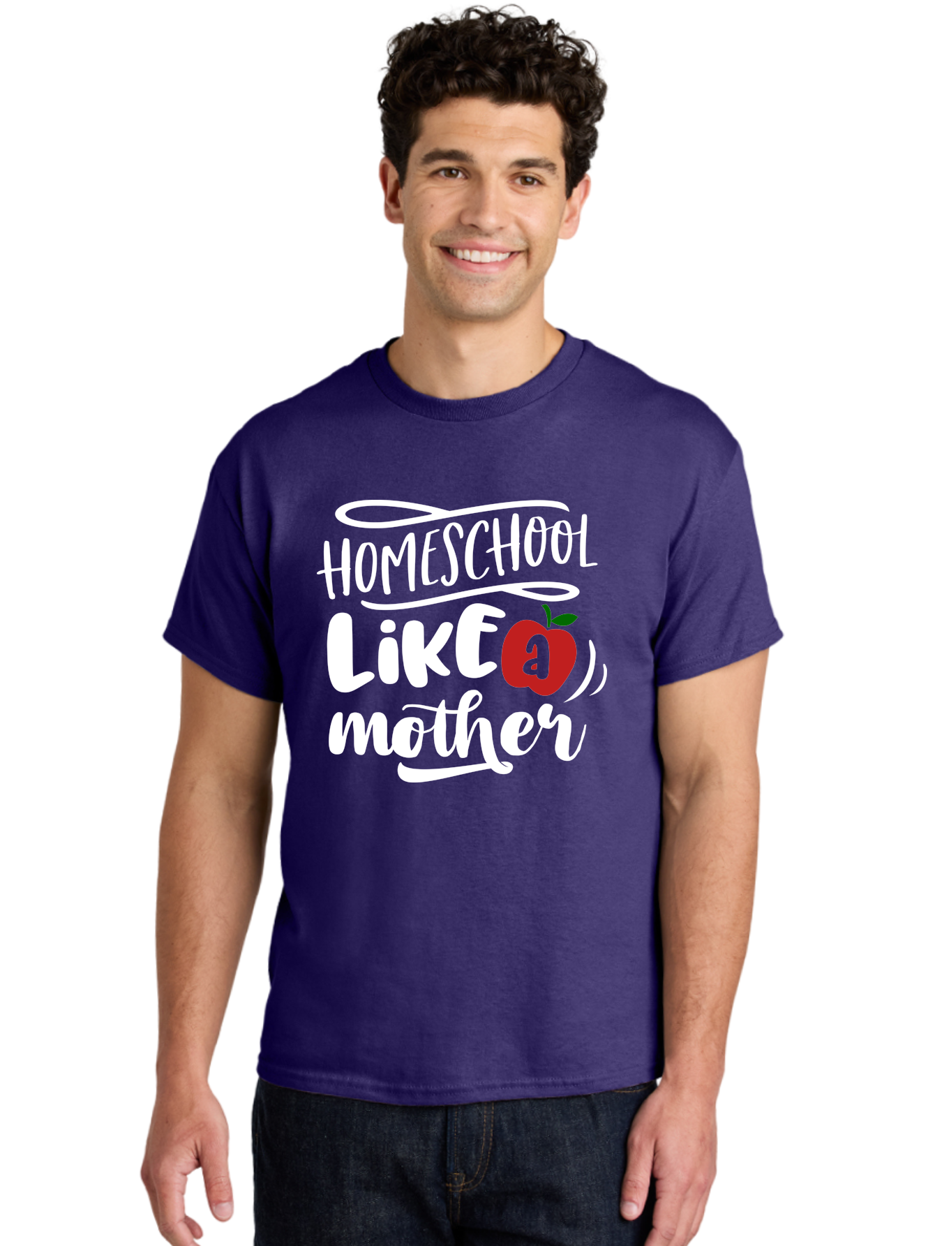 Homeschool-Like-Mother Men'S Graphic Tee, 100% Cotton, Comfortable Casual Summer Wear, Machine Washable, Homeschool, Homeschooling, Motherhood, Apple Symbol, Education, Learning, Parenting, Family, Inspirational Quote, Motivational Phrase Aab363 18