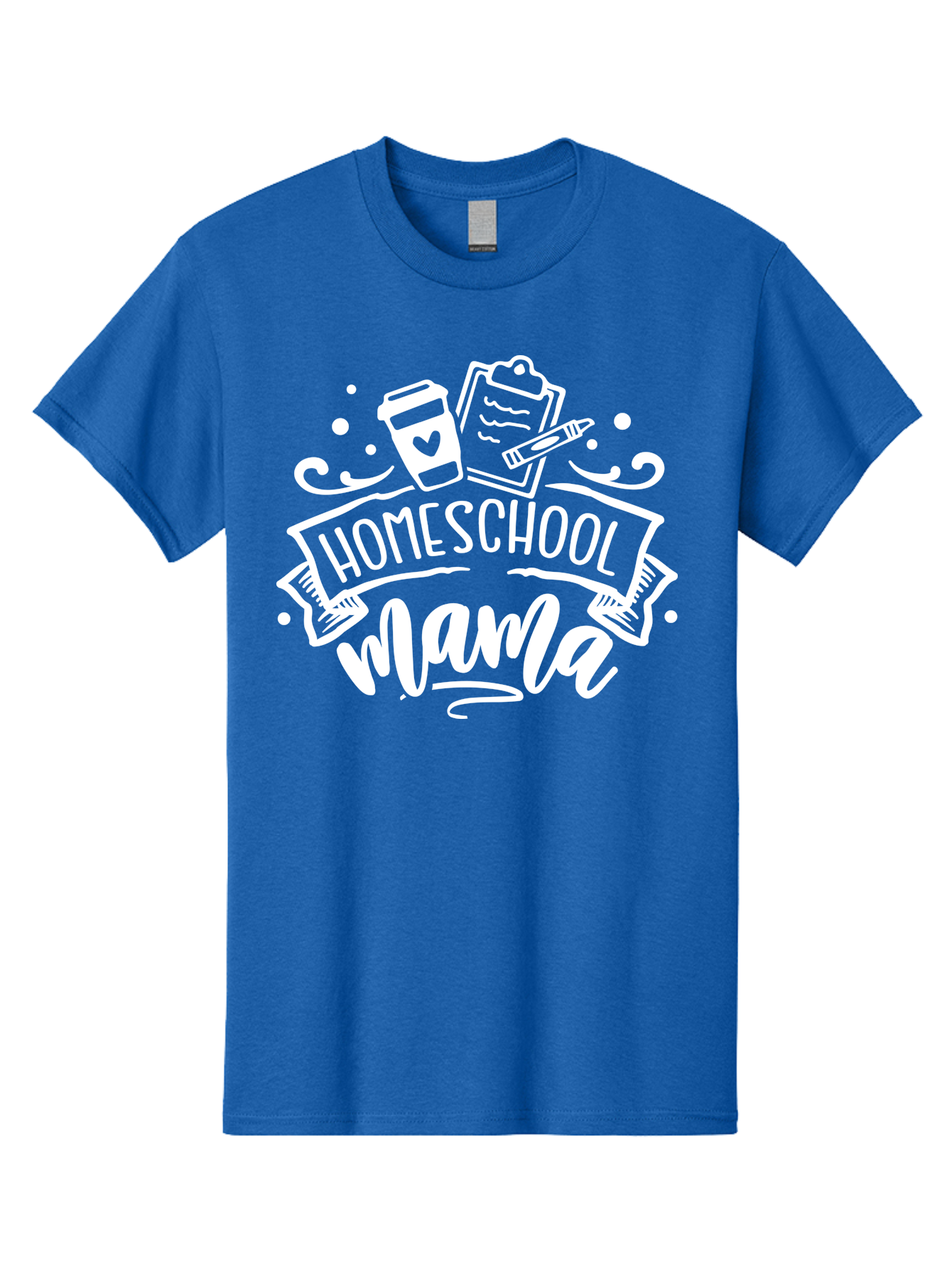 Homeschool-Mama-1 Men'S Graphic Tee, 100% Cotton, Comfortable Casual Summer Wear, Machine Washable, Homeschool Mama, Coffee Cup, Pencil, Clipboard, White Doodles, Swirls And Dots, Back To School, Homeschooling, Mom Life, Parenting, Education Aab364 13