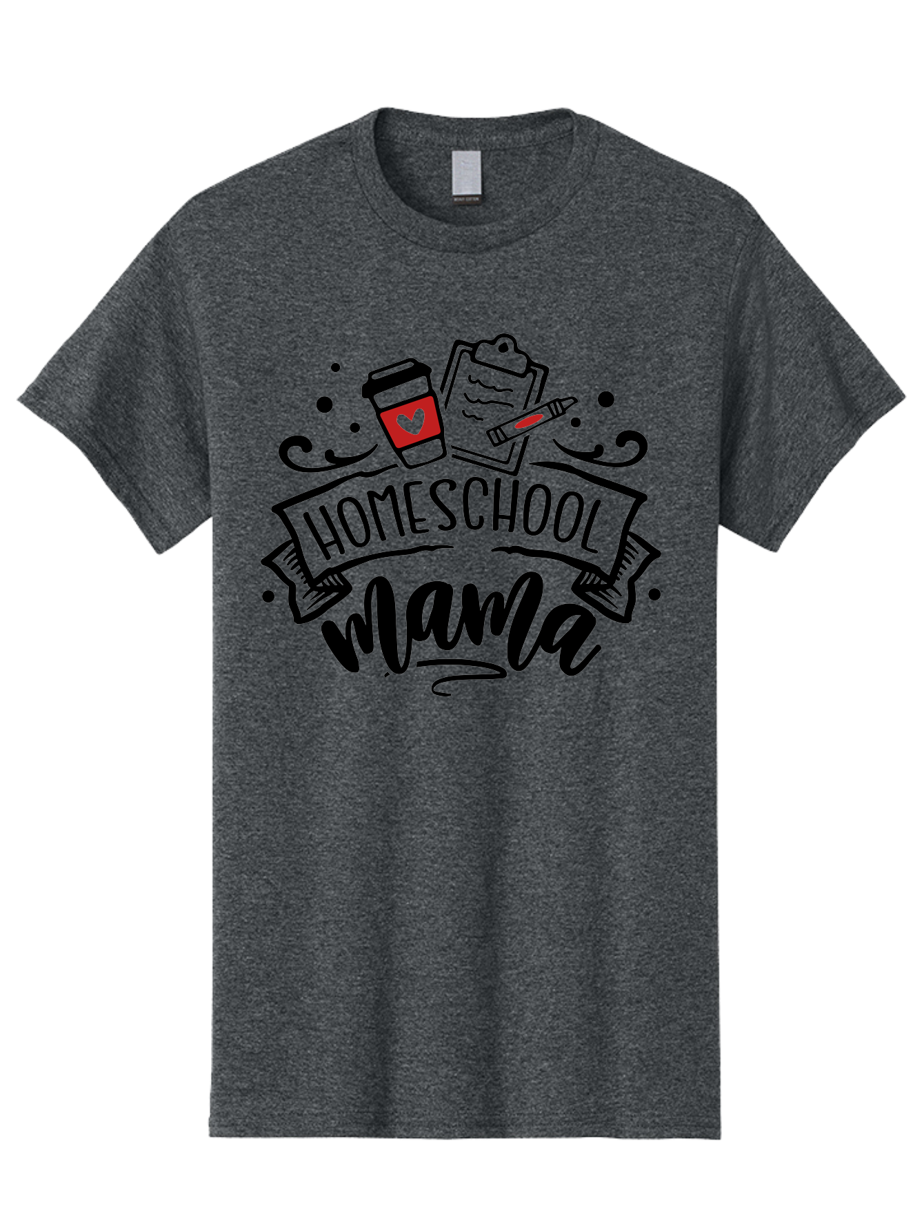 Homeschool-Mama-3 Men'S Graphic Tee, 100% Cotton, Comfortable Casual Summer Wear, Machine Washable, Homeschool Mama, Coffee Cup, Clipboard, Pencil, Homeschooling Resources, Education At Home, Motherhood, Learning Together, Coffee For Moms Aab366 13