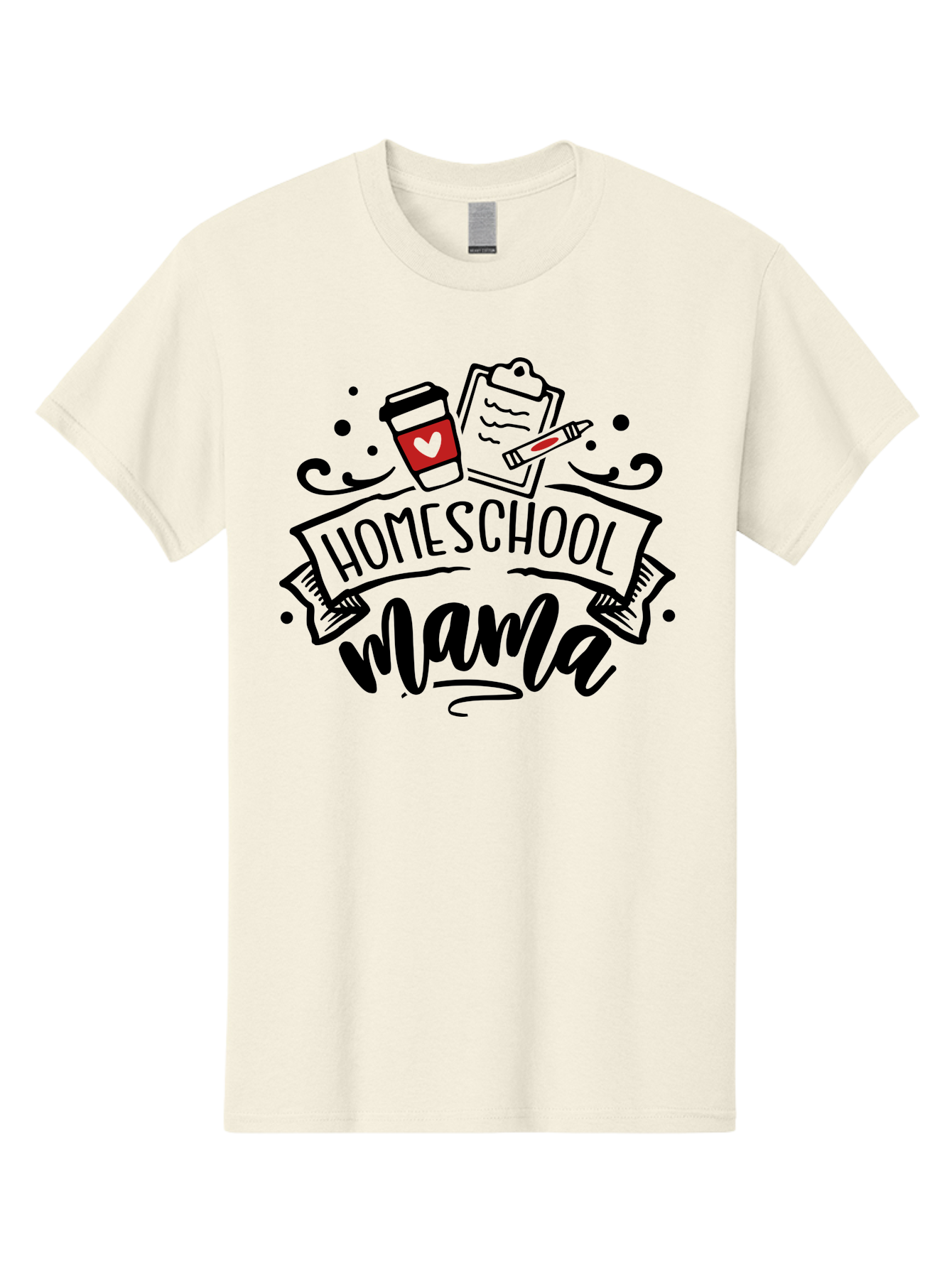 Homeschool-Mama-3 Men'S Graphic Tee, 100% Cotton, Comfortable Casual Summer Wear, Machine Washable, Homeschool Mama, Coffee Cup, Clipboard, Pencil, Homeschooling Resources, Education At Home, Motherhood, Learning Together, Coffee For Moms Aab366 7