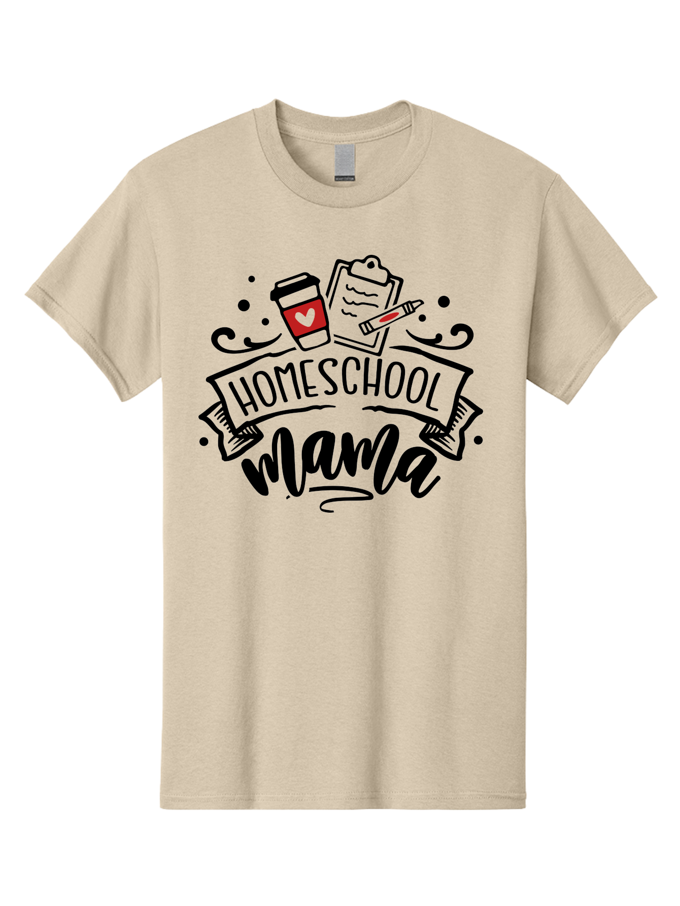 Homeschool-Mama-3 Men'S Graphic Tee, 100% Cotton, Comfortable Casual Summer Wear, Machine Washable, Homeschool Mama, Coffee Cup, Clipboard, Pencil, Homeschooling Resources, Education At Home, Motherhood, Learning Together, Coffee For Moms Aab366 19