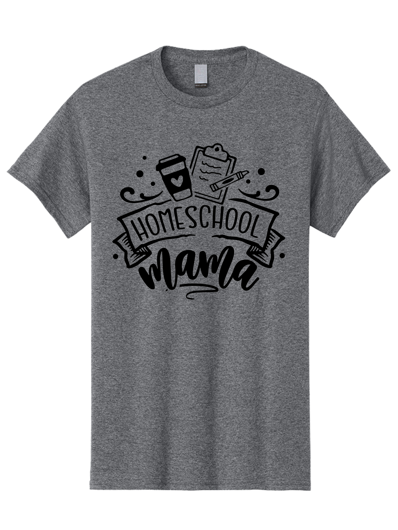 Homeschool-Mama Men'S Graphic Tee, 100% Cotton, Comfortable Casual Summer Wear, Machine Washable, Homeschool Mama, Coffee Cup, Clipboard, Pencil, Educational Tools, Home Education, Mom Life, Parenting, Learning, Teaching Aab367 3