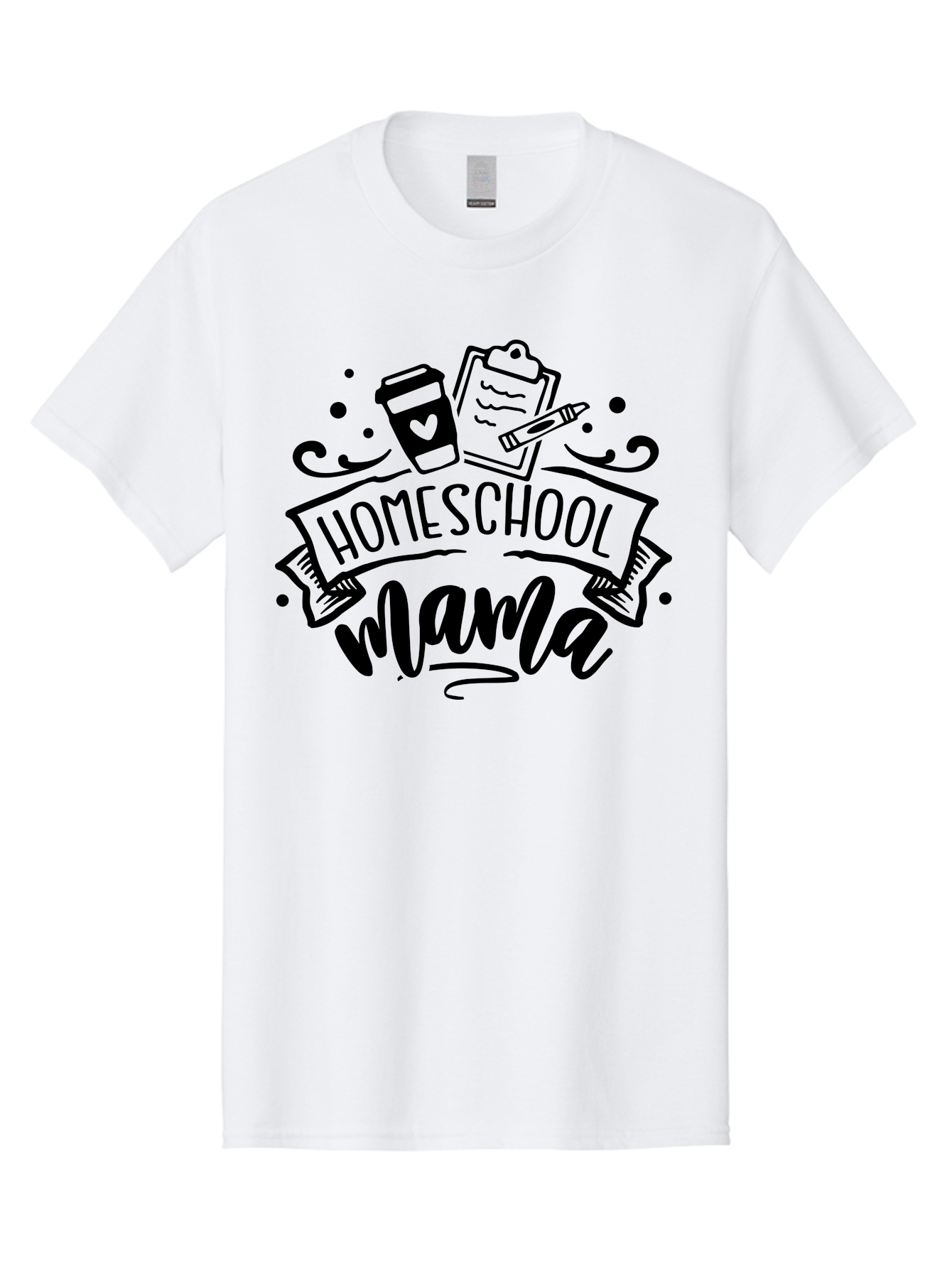 Homeschool-Mama Men'S Graphic Tee, 100% Cotton, Comfortable Casual Summer Wear, Machine Washable, Homeschool Mama, Coffee Cup, Clipboard, Pencil, Educational Tools, Home Education, Mom Life, Parenting, Learning, Teaching Aab367 13