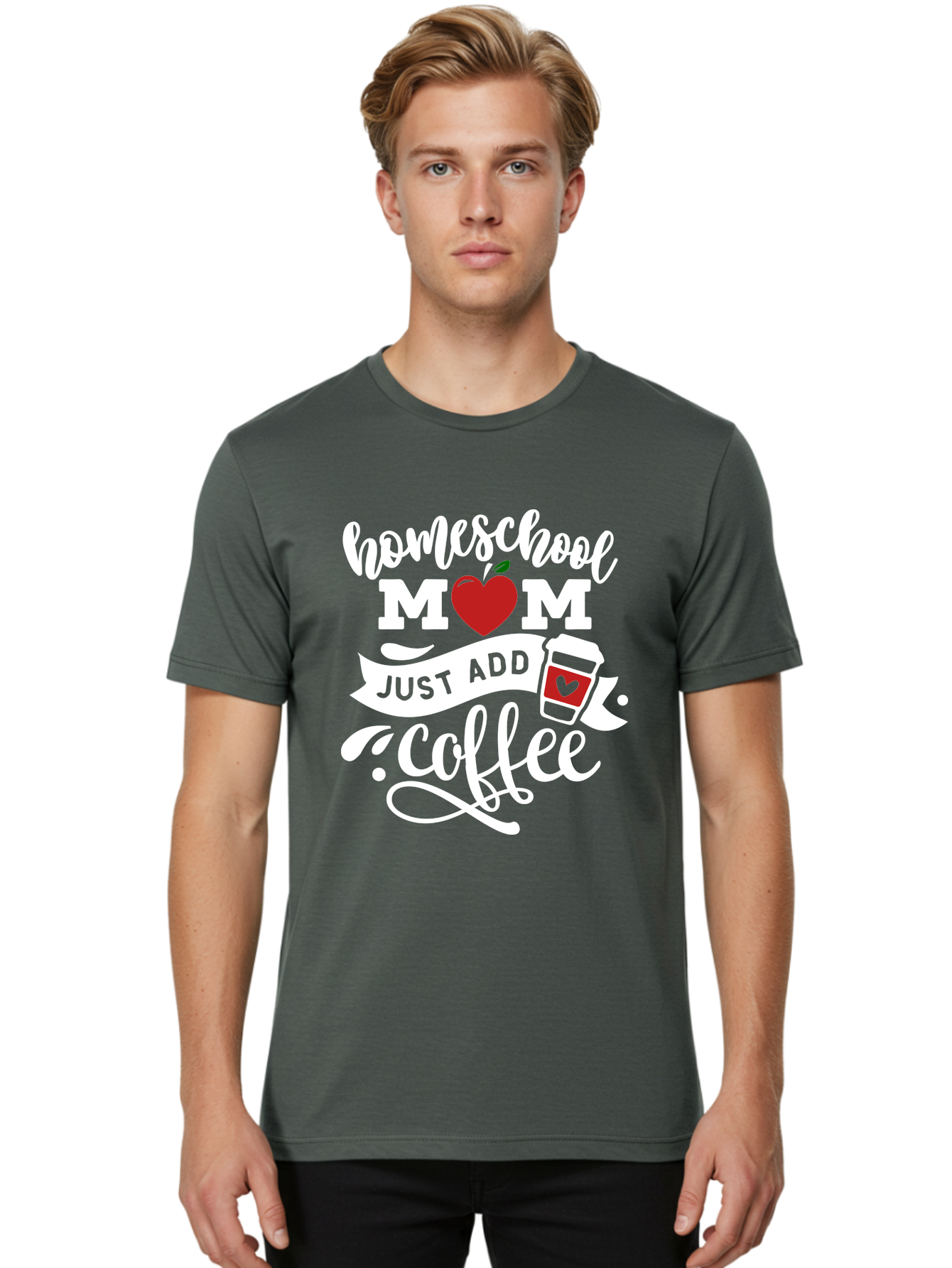 Homeschool-Mom-2 Men'S Graphic Tee, 100% Cotton, Comfortable Casual Summer Wear, Machine Washable, Homeschool Mom Quote, Funny Mom Quote, Coffee Cup Design, Mom Life, Homeschooling, Mom Humor, Parent Teacher, Coffee Lover Aab369 4