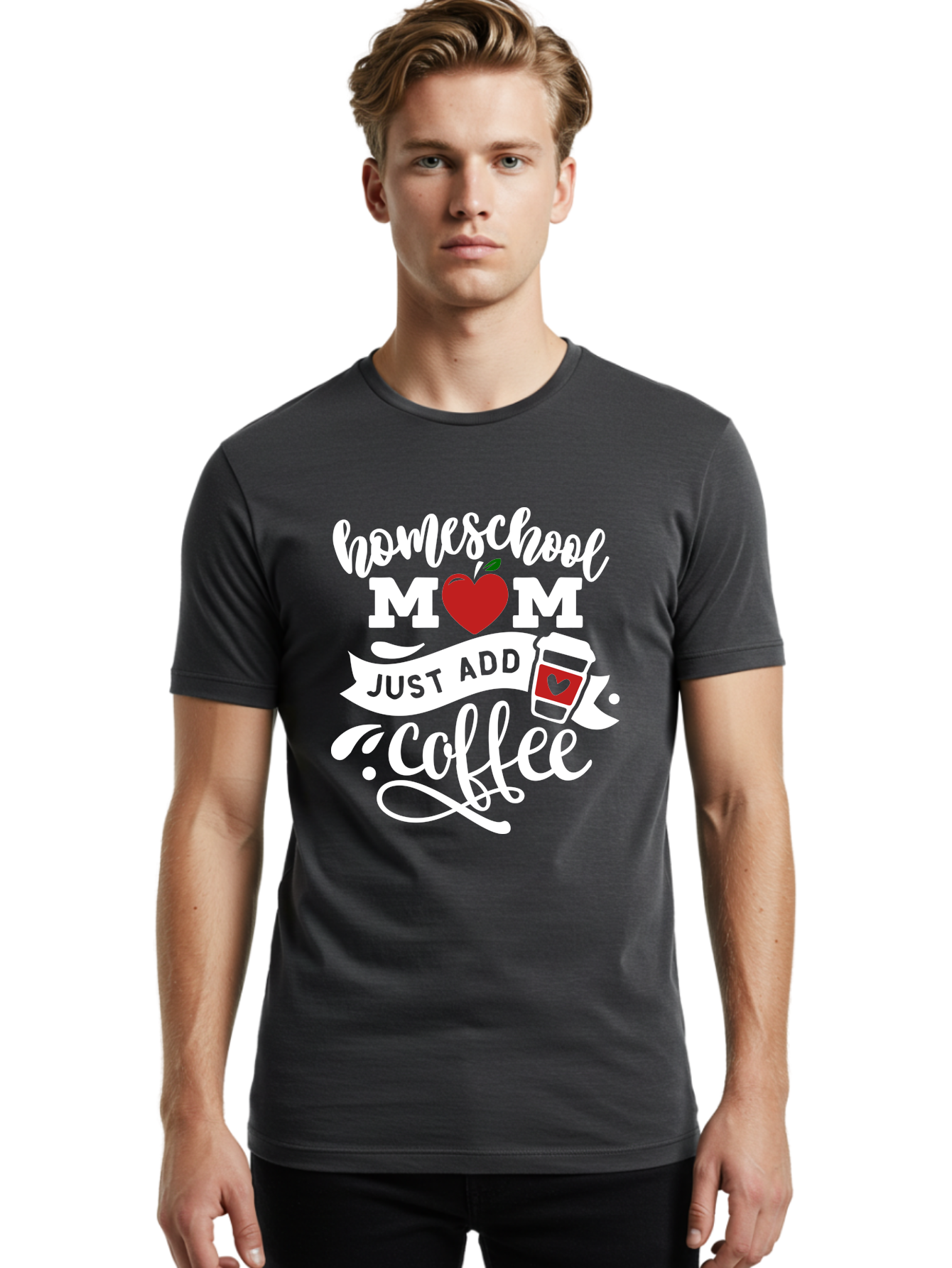 Homeschool-Mom-2 Men'S Graphic Tee, 100% Cotton, Comfortable Casual Summer Wear, Machine Washable, Homeschool Mom Quote, Funny Mom Quote, Coffee Cup Design, Mom Life, Homeschooling, Mom Humor, Parent Teacher, Coffee Lover Aab369 30