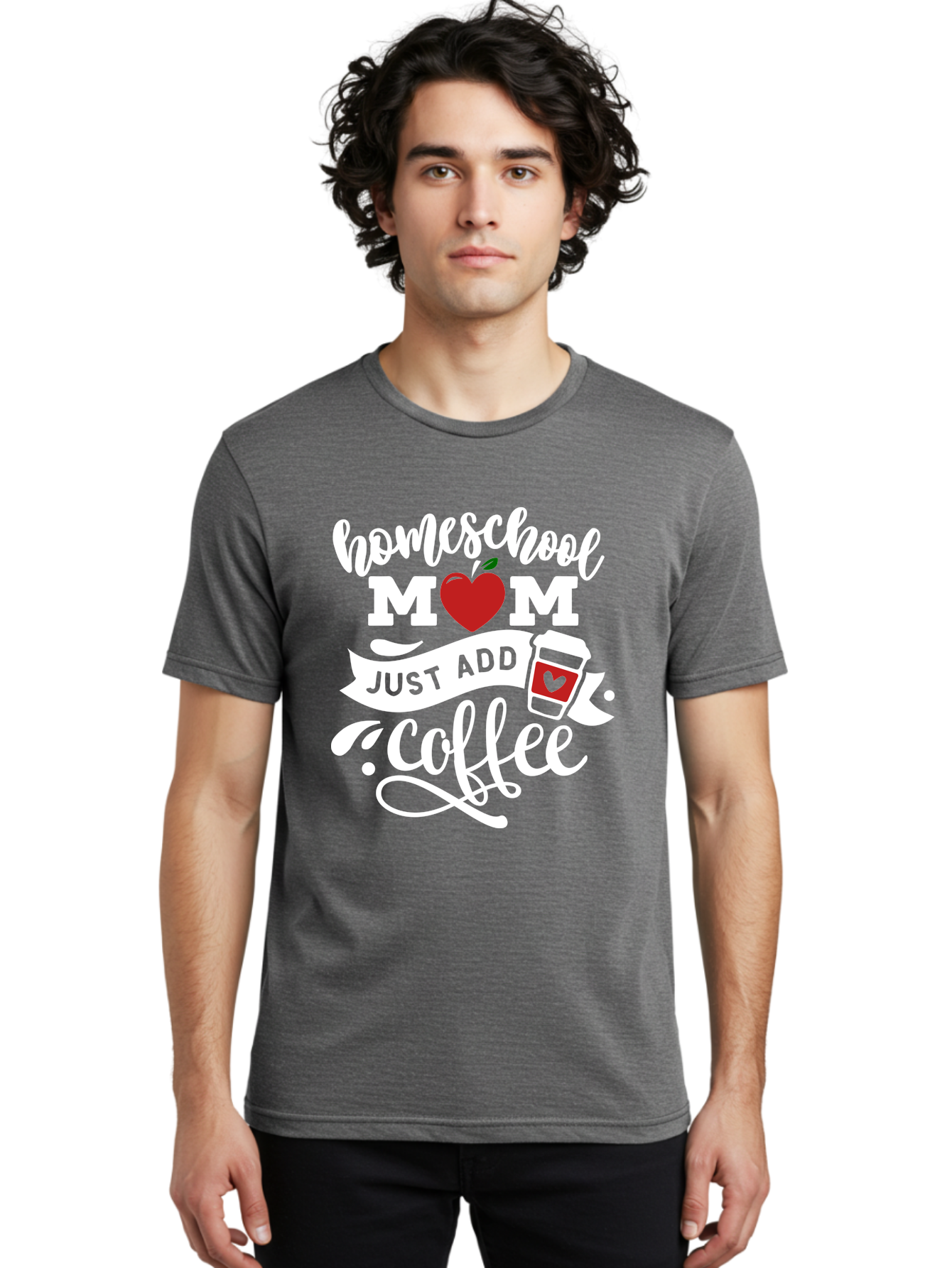 Homeschool-Mom-2 Men'S Graphic Tee, 100% Cotton, Comfortable Casual Summer Wear, Machine Washable, Homeschool Mom Quote, Funny Mom Quote, Coffee Cup Design, Mom Life, Homeschooling, Mom Humor, Parent Teacher, Coffee Lover Aab369 6
