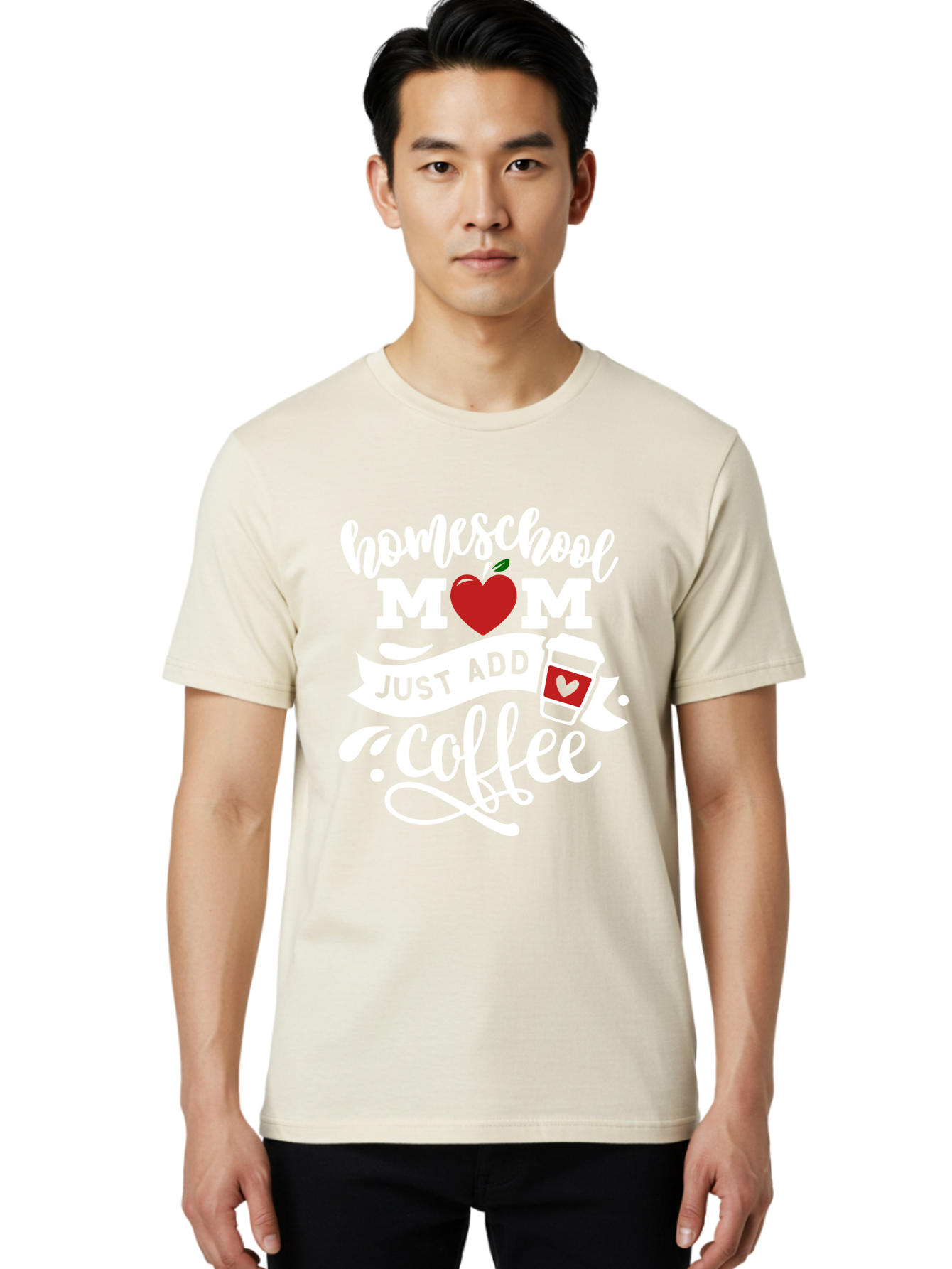 Homeschool-Mom-2 Men'S Graphic Tee, 100% Cotton, Comfortable Casual Summer Wear, Machine Washable, Homeschool Mom Quote, Funny Mom Quote, Coffee Cup Design, Mom Life, Homeschooling, Mom Humor, Parent Teacher, Coffee Lover Aab369 2