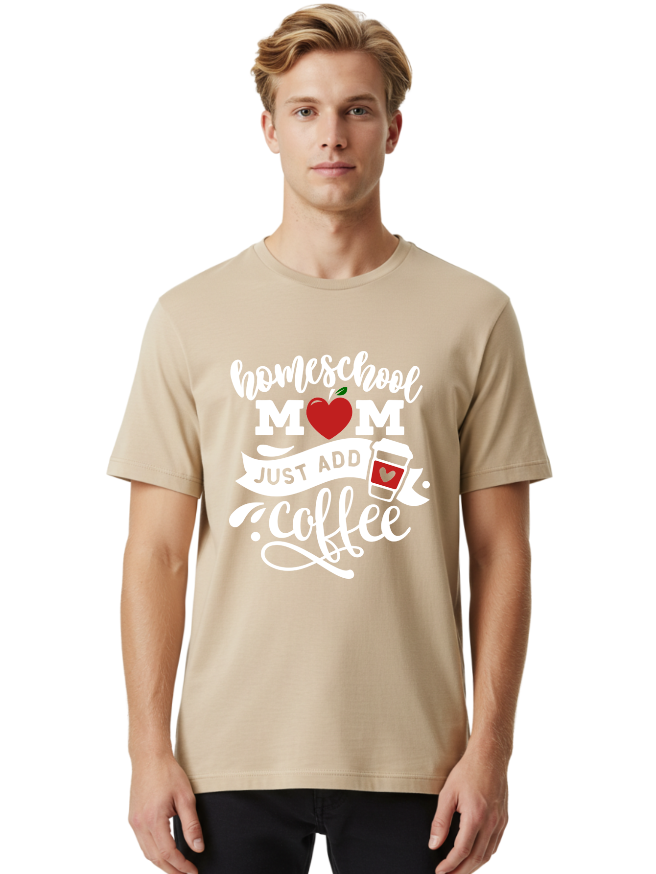 Homeschool-Mom-2 Men'S Graphic Tee, 100% Cotton, Comfortable Casual Summer Wear, Machine Washable, Homeschool Mom Quote, Funny Mom Quote, Coffee Cup Design, Mom Life, Homeschooling, Mom Humor, Parent Teacher, Coffee Lover Aab369 16
