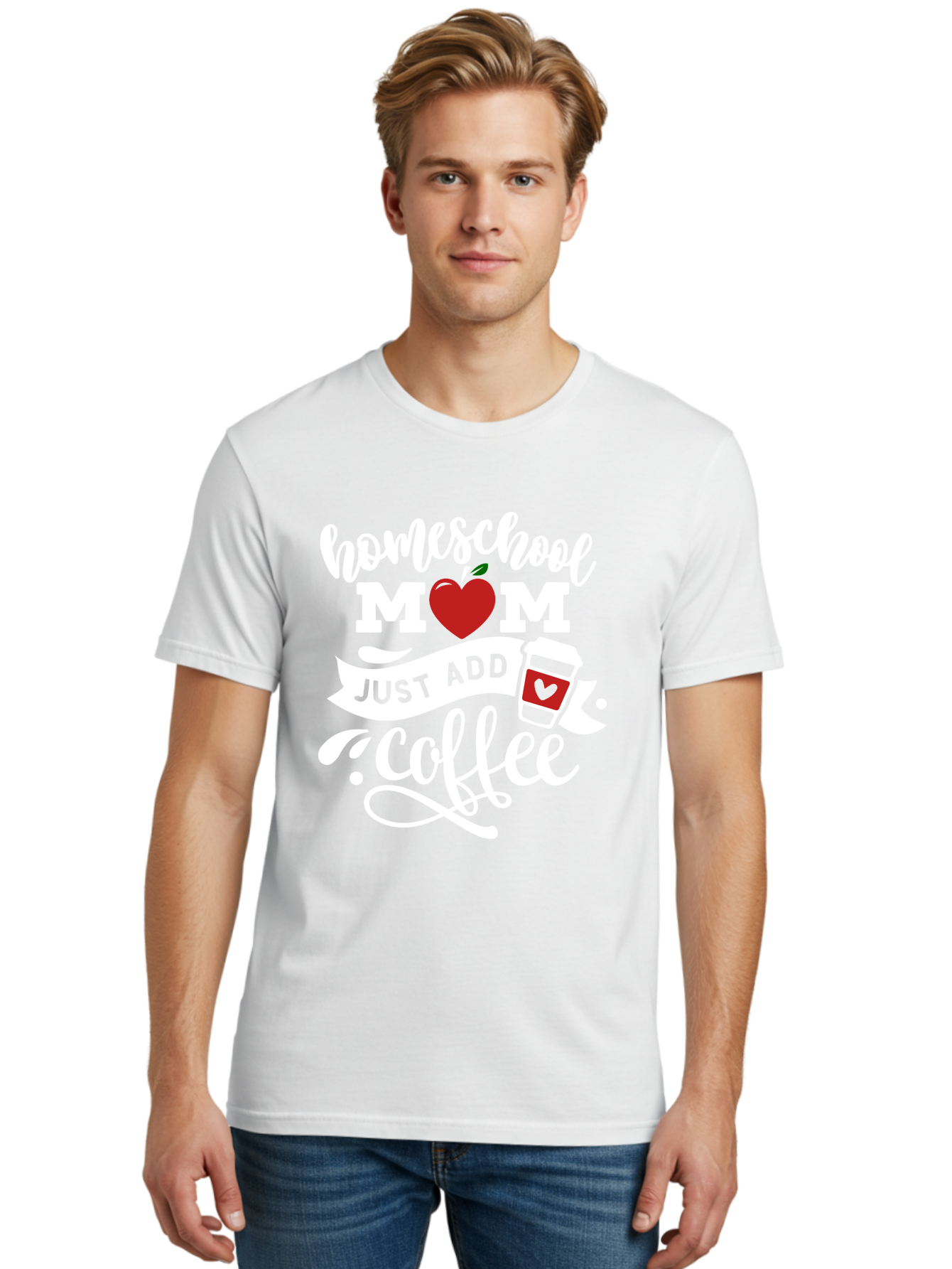 Homeschool-Mom-2 Men'S Graphic Tee, 100% Cotton, Comfortable Casual Summer Wear, Machine Washable, Homeschool Mom Quote, Funny Mom Quote, Coffee Cup Design, Mom Life, Homeschooling, Mom Humor, Parent Teacher, Coffee Lover Aab369 24