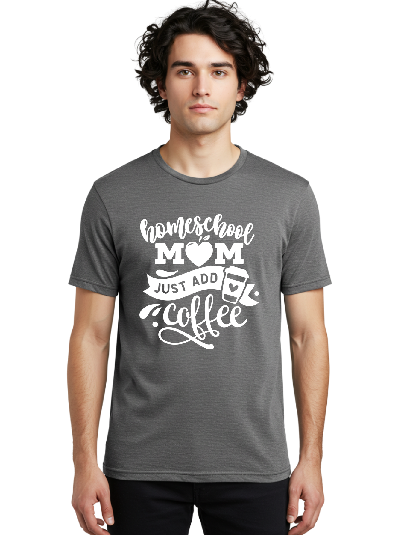 Homeschool-Mom-Just-Add-Coffee-1 Men'S Graphic Tee, 100% Cotton, Comfortable Casual Summer Wear, Machine Washable, Homeschool Mom, Coffee Lover, Mom Life, Coffee Mom, Funny Quote, Homeschooling, Mom Humor, Coffee Culture, Inspirational Quote Aab370 14