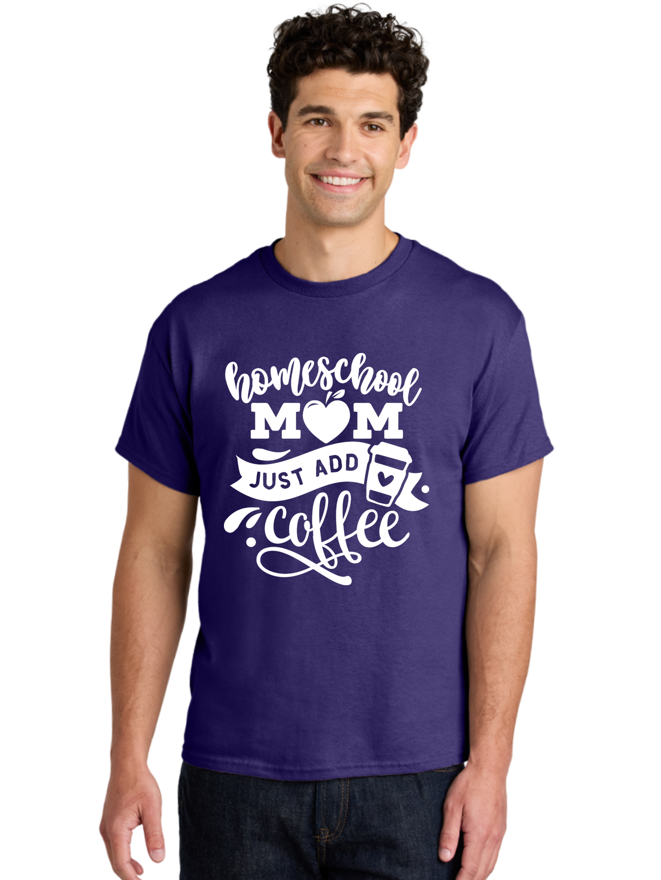 Homeschool-Mom-Just-Add-Coffee-1 Men'S Graphic Tee, 100% Cotton, Comfortable Casual Summer Wear, Machine Washable, Homeschool Mom, Coffee Lover, Mom Life, Coffee Mom, Funny Quote, Homeschooling, Mom Humor, Coffee Culture, Inspirational Quote Aab370 26