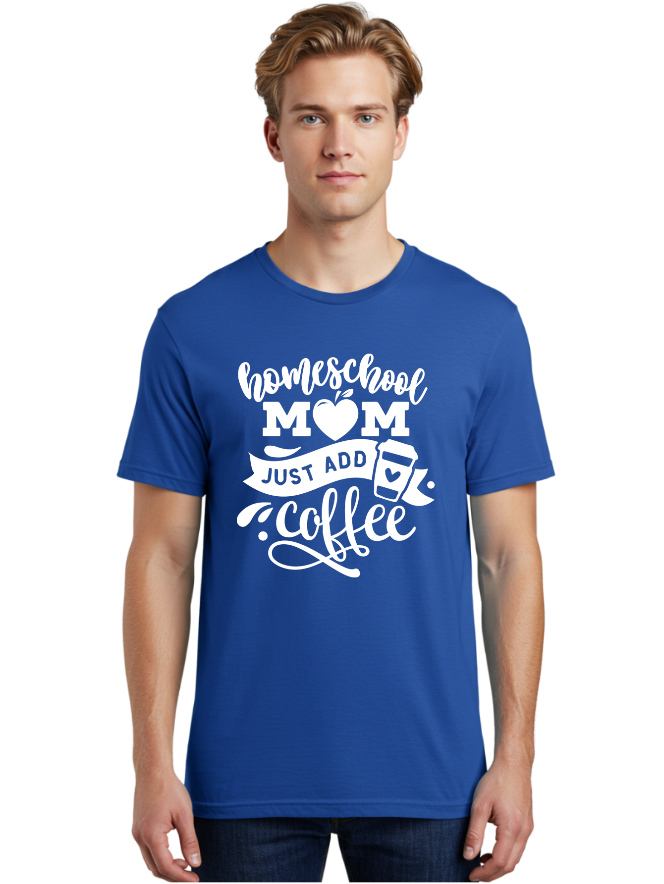 Homeschool-Mom-Just-Add-Coffee-1 Men'S Graphic Tee, 100% Cotton, Comfortable Casual Summer Wear, Machine Washable, Homeschool Mom, Coffee Lover, Mom Life, Coffee Mom, Funny Quote, Homeschooling, Mom Humor, Coffee Culture, Inspirational Quote Aab370 6