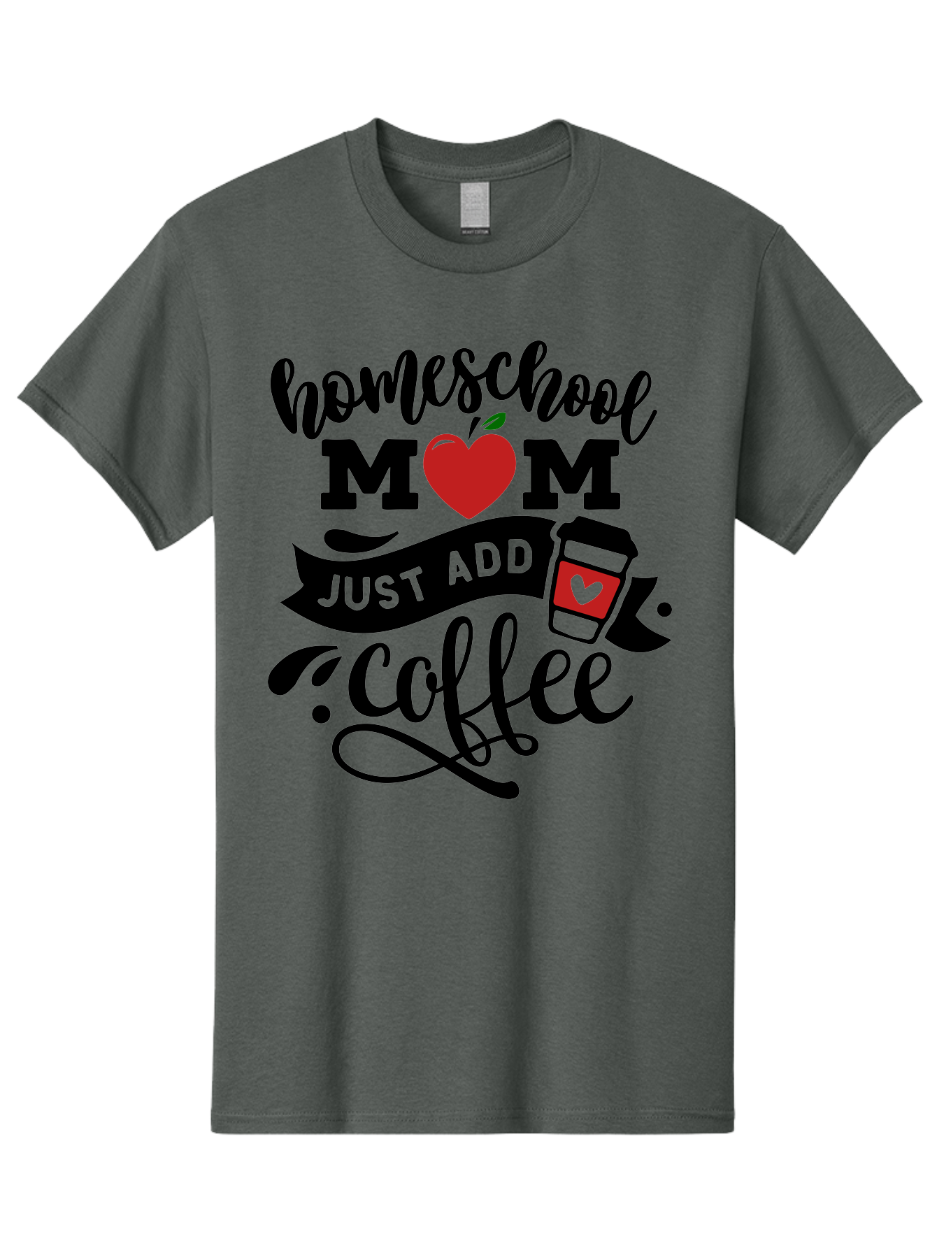 Homeschool-Mom-Just-Add-Coffee-2 Men'S Graphic Tee, 100% Cotton, Comfortable Casual Summer Wear, Machine Washable, Homeschool Mom, Coffee Lover, Motherhood, Homeschooling, Mom Life, Coffee Addiction, Funny Quote, Motherhood Quote, Love Heart, Aab371 25