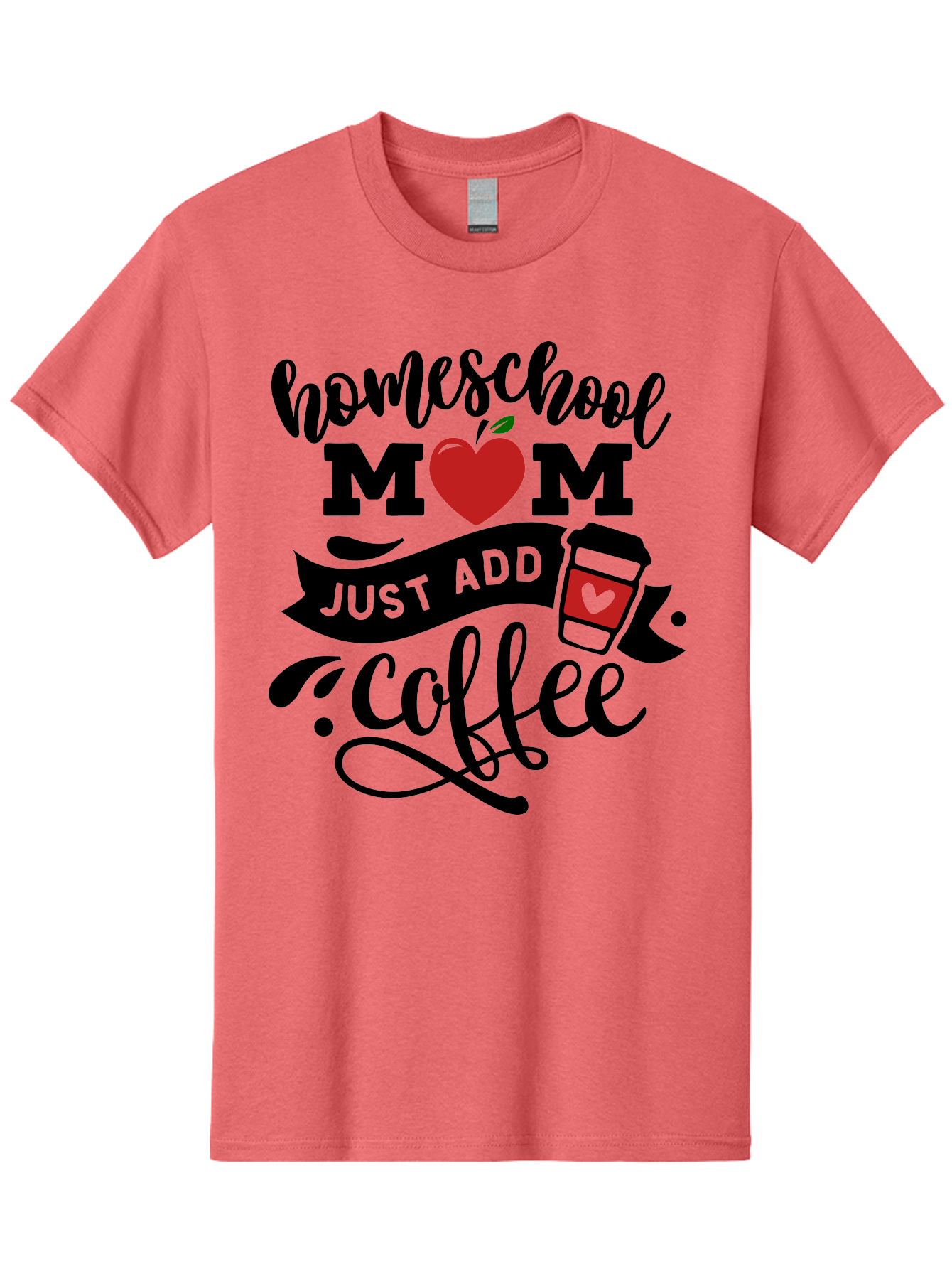 Homeschool-Mom-Just-Add-Coffee-2 Men'S Graphic Tee, 100% Cotton, Comfortable Casual Summer Wear, Machine Washable, Homeschool Mom, Coffee Lover, Motherhood, Homeschooling, Mom Life, Coffee Addiction, Funny Quote, Motherhood Quote, Love Heart, Aab371 9