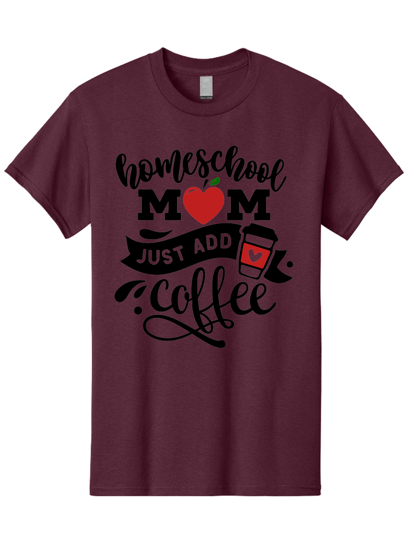 Homeschool-Mom-Just-Add-Coffee-2 Men'S Graphic Tee, 100% Cotton, Comfortable Casual Summer Wear, Machine Washable, Homeschool Mom, Coffee Lover, Motherhood, Homeschooling, Mom Life, Coffee Addiction, Funny Quote, Motherhood Quote, Love Heart, Aab371 27