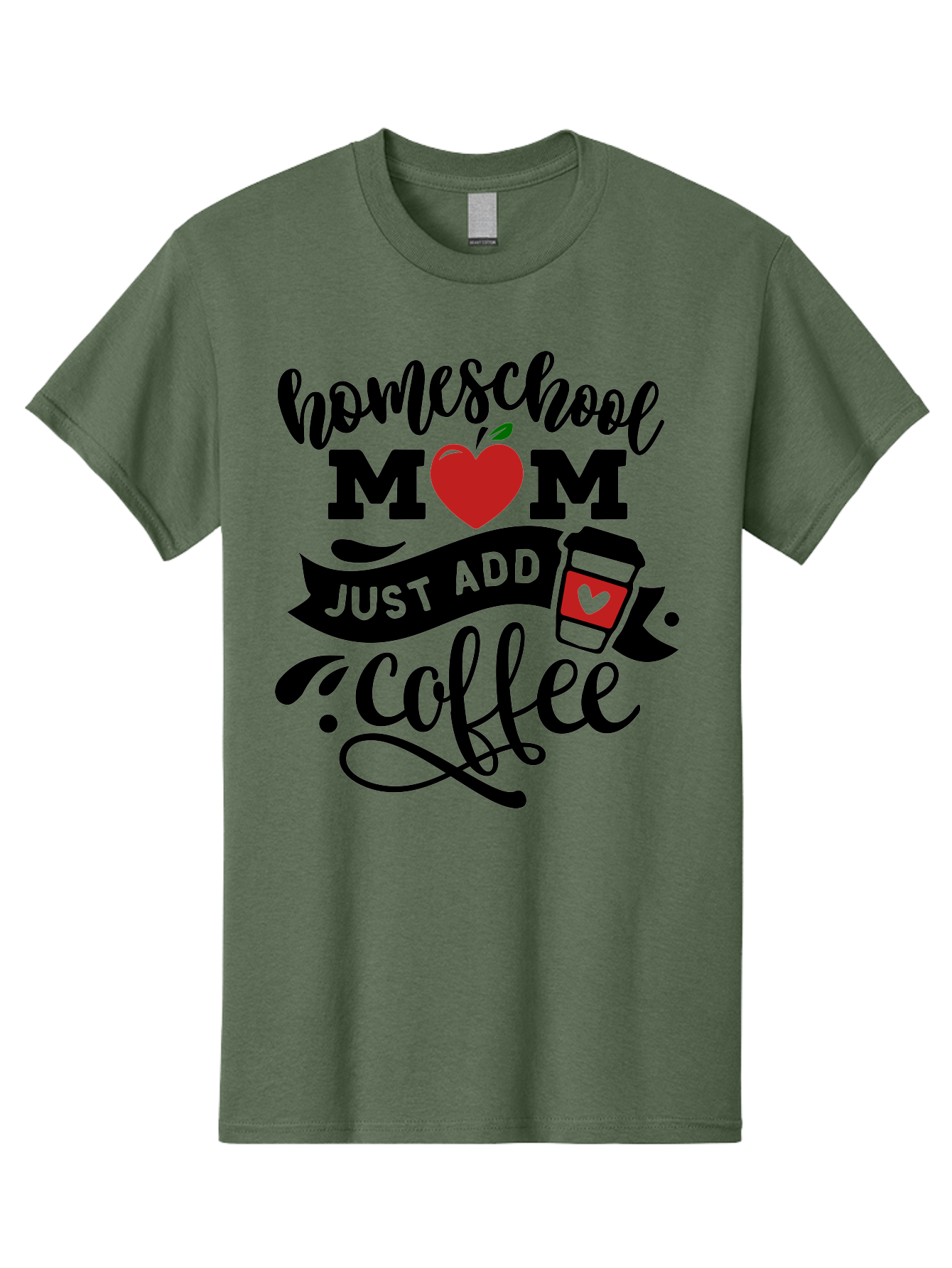 Homeschool-Mom-Just-Add-Coffee-2 Men'S Graphic Tee, 100% Cotton, Comfortable Casual Summer Wear, Machine Washable, Homeschool Mom, Coffee Lover, Motherhood, Homeschooling, Mom Life, Coffee Addiction, Funny Quote, Motherhood Quote, Love Heart, Aab371 11