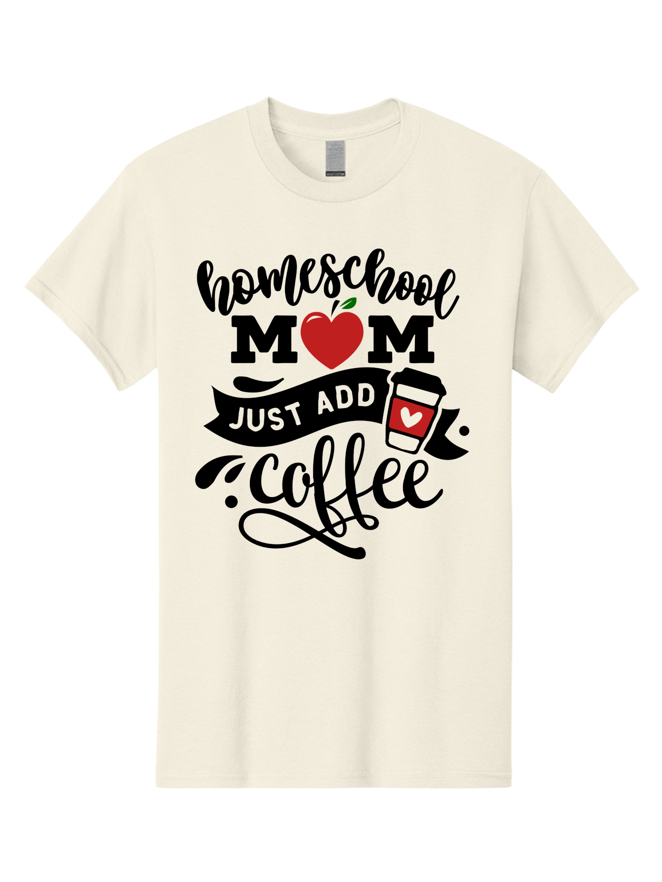 Homeschool-Mom-Just-Add-Coffee-2 Men'S Graphic Tee, 100% Cotton, Comfortable Casual Summer Wear, Machine Washable, Homeschool Mom, Coffee Lover, Motherhood, Homeschooling, Mom Life, Coffee Addiction, Funny Quote, Motherhood Quote, Love Heart, Aab371 3