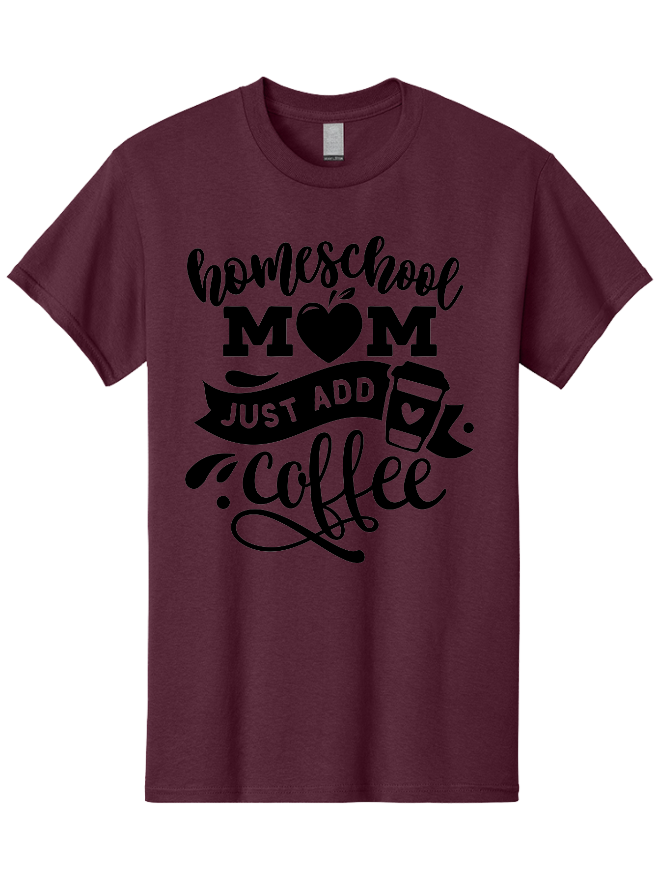 Homeschool-Mom-Just-Add-Coffee Men'S Graphic Tee, 100% Cotton, Comfortable Casual Summer Wear, Machine Washable, Homeschool Mom, Coffee Lover, Mom Life, Homeschooling, Parenting, Mom Humor, Coffee Addict, Motherhood Aab372 11
