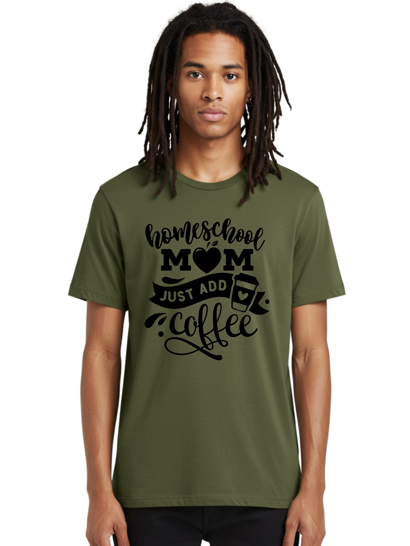 Homeschool-Mom-Just-Add-Coffee Men'S Graphic Tee, 100% Cotton, Comfortable Casual Summer Wear, Machine Washable, Homeschool Mom, Coffee Lover, Mom Life, Homeschooling, Parenting, Mom Humor, Coffee Addict, Motherhood Aab372 22