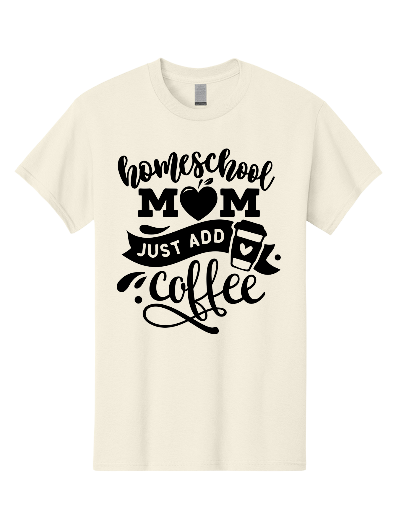 Homeschool-Mom-Just-Add-Coffee Men'S Graphic Tee, 100% Cotton, Comfortable Casual Summer Wear, Machine Washable, Homeschool Mom, Coffee Lover, Mom Life, Homeschooling, Parenting, Mom Humor, Coffee Addict, Motherhood Aab372 19
