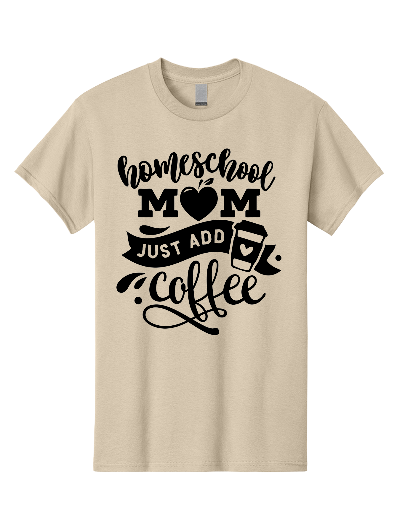 Homeschool-Mom-Just-Add-Coffee Men'S Graphic Tee, 100% Cotton, Comfortable Casual Summer Wear, Machine Washable, Homeschool Mom, Coffee Lover, Mom Life, Homeschooling, Parenting, Mom Humor, Coffee Addict, Motherhood Aab372 25