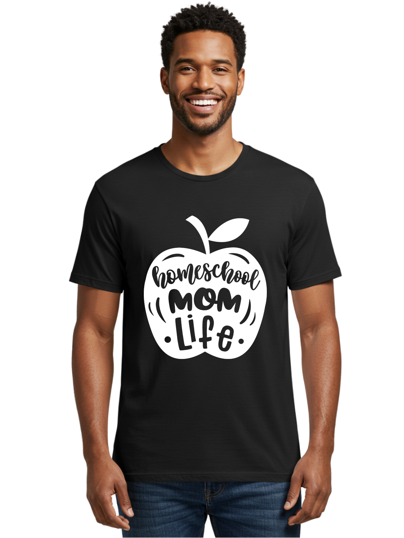 Homeschool-Mom-Life-1 Men'S Graphic Tee, 100% Cotton, Comfortable Casual Summer Wear, Machine Washable, Homeschool Mom Life, Apple Graphic, Homeschooling, Mom Life, Education, Parenting, Teaching, Learning, Green Apple Aab373 4