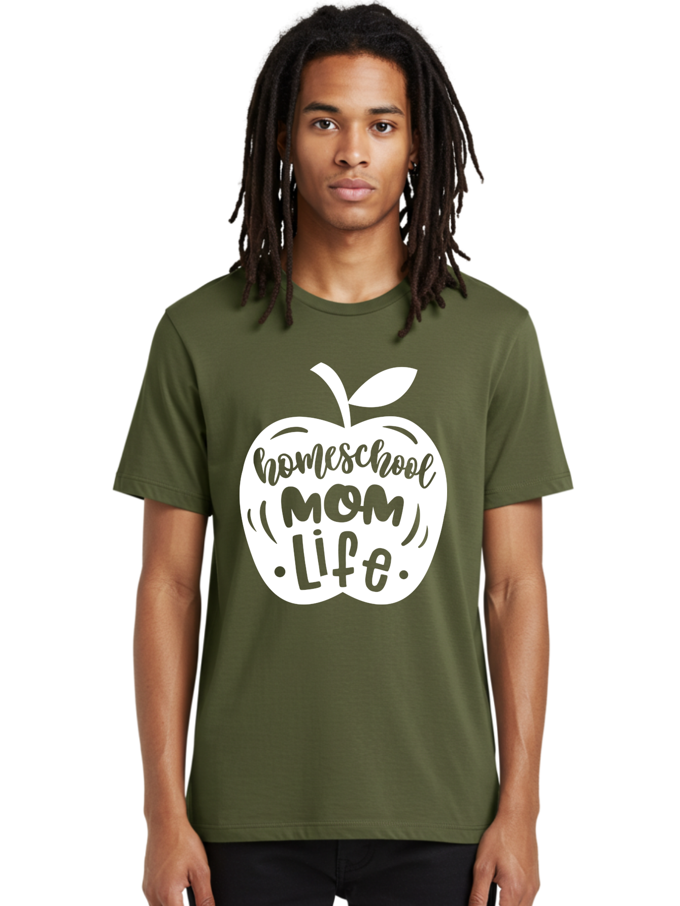 Homeschool-Mom-Life-1 Men'S Graphic Tee, 100% Cotton, Comfortable Casual Summer Wear, Machine Washable, Homeschool Mom Life, Apple Graphic, Homeschooling, Mom Life, Education, Parenting, Teaching, Learning, Green Apple Aab373 30