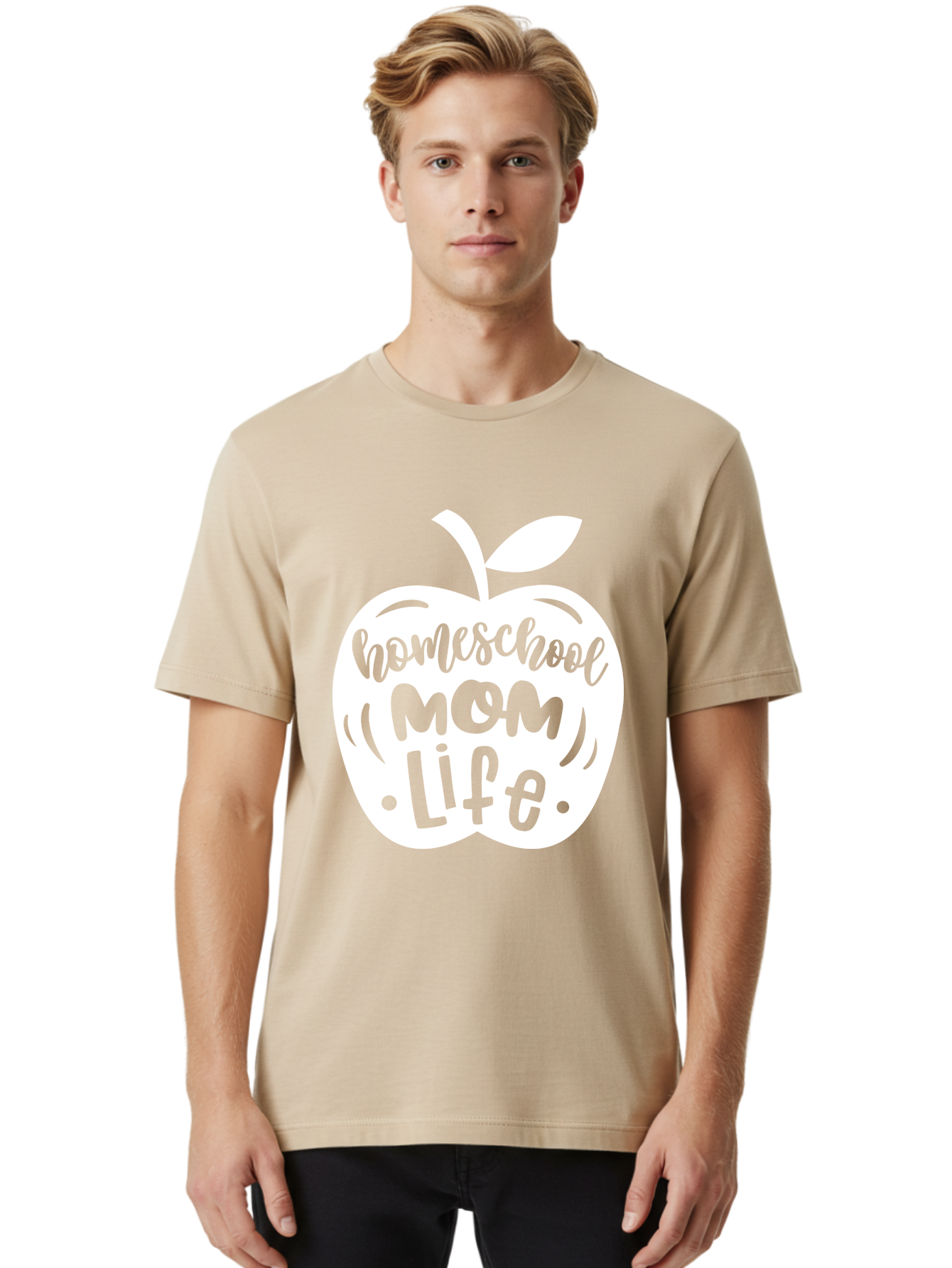 Homeschool-Mom-Life-1 Men'S Graphic Tee, 100% Cotton, Comfortable Casual Summer Wear, Machine Washable, Homeschool Mom Life, Apple Graphic, Homeschooling, Mom Life, Education, Parenting, Teaching, Learning, Green Apple Aab373 18