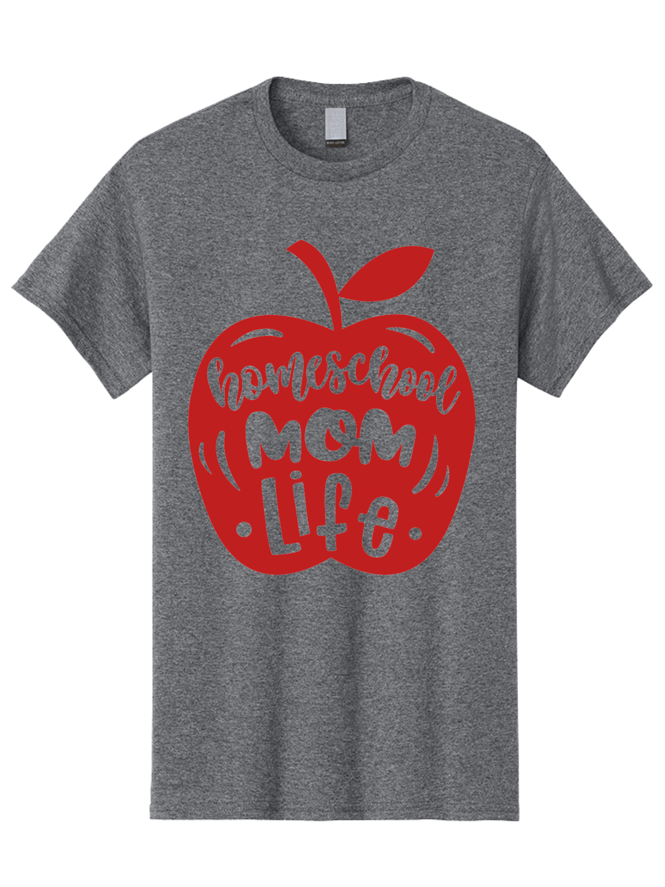 Homeschool-Mom-Life-2 Men'S Graphic Tee, 100% Cotton, Comfortable Casual Summer Wear, Machine Washable, Homeschool Mom Life, Apple Graphic, Red Apple, Green Text, Mom Life, Homeschooling, Parenting, Education, Learning At Home Aab374 29