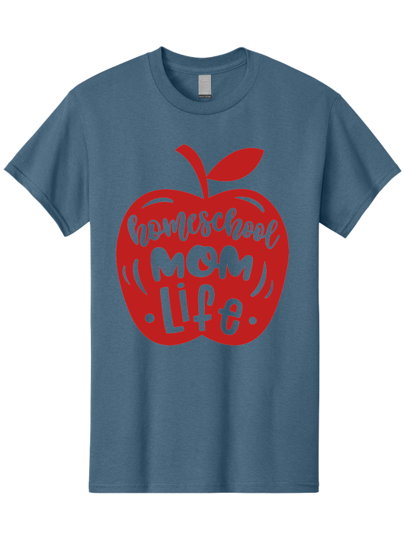 Homeschool-Mom-Life-2 Men'S Graphic Tee, 100% Cotton, Comfortable Casual Summer Wear, Machine Washable, Homeschool Mom Life, Apple Graphic, Red Apple, Green Text, Mom Life, Homeschooling, Parenting, Education, Learning At Home Aab374 13
