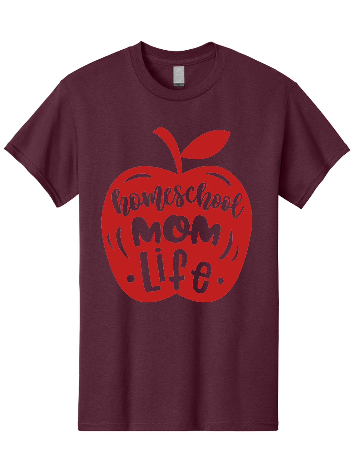 Homeschool-Mom-Life-2 Men'S Graphic Tee, 100% Cotton, Comfortable Casual Summer Wear, Machine Washable, Homeschool Mom Life, Apple Graphic, Red Apple, Green Text, Mom Life, Homeschooling, Parenting, Education, Learning At Home Aab374 19