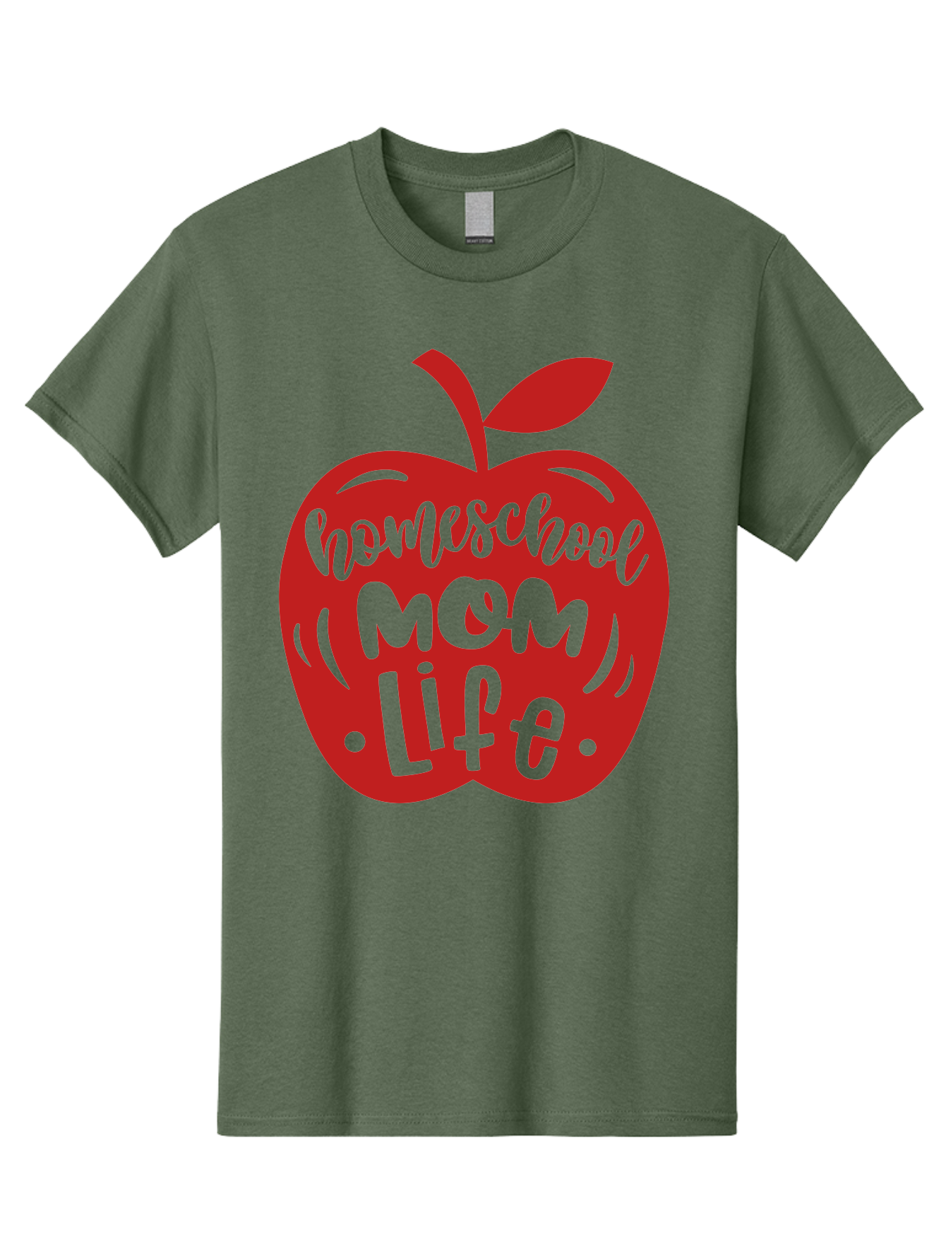 Homeschool-Mom-Life-2 Men'S Graphic Tee, 100% Cotton, Comfortable Casual Summer Wear, Machine Washable, Homeschool Mom Life, Apple Graphic, Red Apple, Green Text, Mom Life, Homeschooling, Parenting, Education, Learning At Home Aab374 7