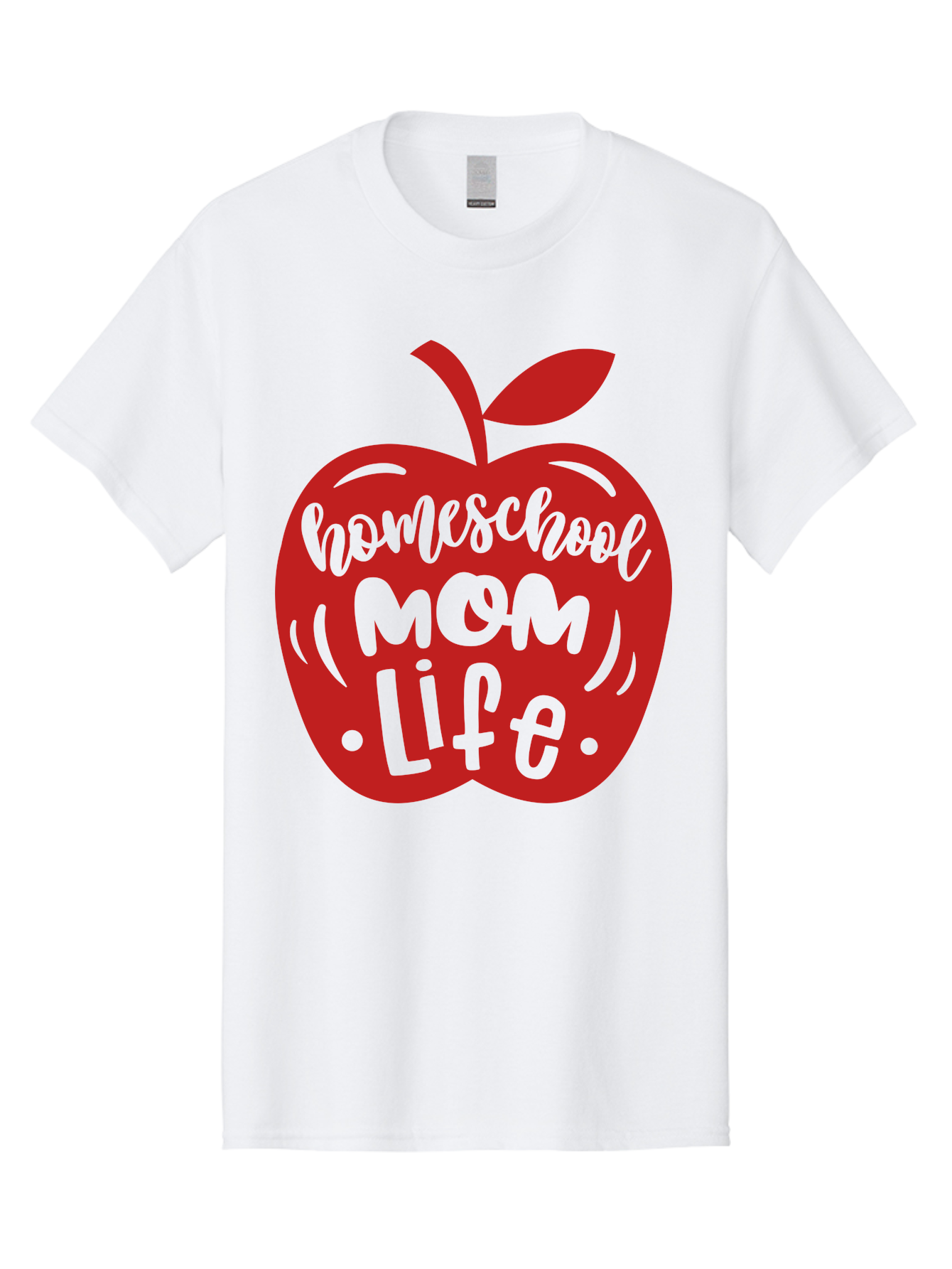 Homeschool-Mom-Life-2 Men'S Graphic Tee, 100% Cotton, Comfortable Casual Summer Wear, Machine Washable, Homeschool Mom Life, Apple Graphic, Red Apple, Green Text, Mom Life, Homeschooling, Parenting, Education, Learning At Home Aab374 21