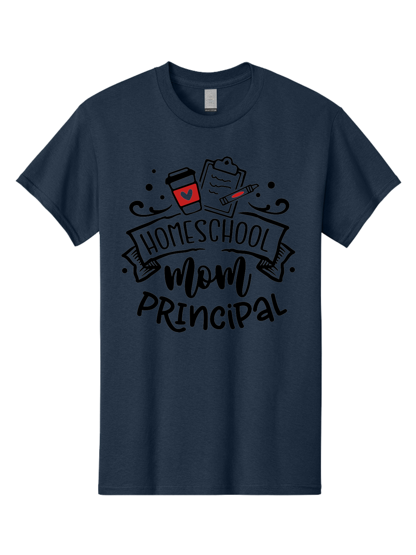 Homeschool-Mom-Principal-1 Men'S Graphic Tee, 100% Cotton, Comfortable Casual Summer Wear, Machine Washable, Homeschool Mom, Principal, Coffee Cup, Red Heart, Clipboard, Pencil, Education, Learning, Parenting, Homeschooling, Teaching, Aab376 15