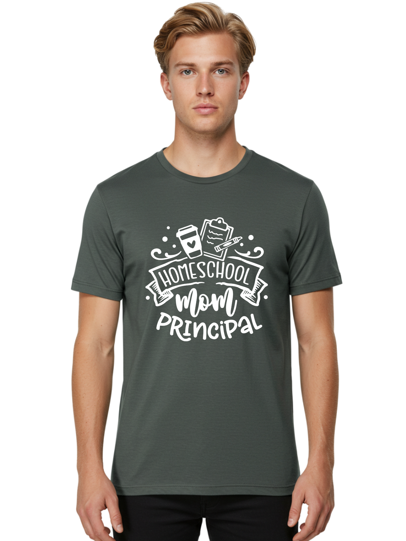 Homeschool-Mom-Principal-2 Men'S Graphic Tee, 100% Cotton, Comfortable Casual Summer Wear, Machine Washable, Homeschool Mom, Principal, Education, Homeschooling, Mom Life, Coffee Lover, Learning, Teaching, Parenting, Family, Kids, Aab377 24