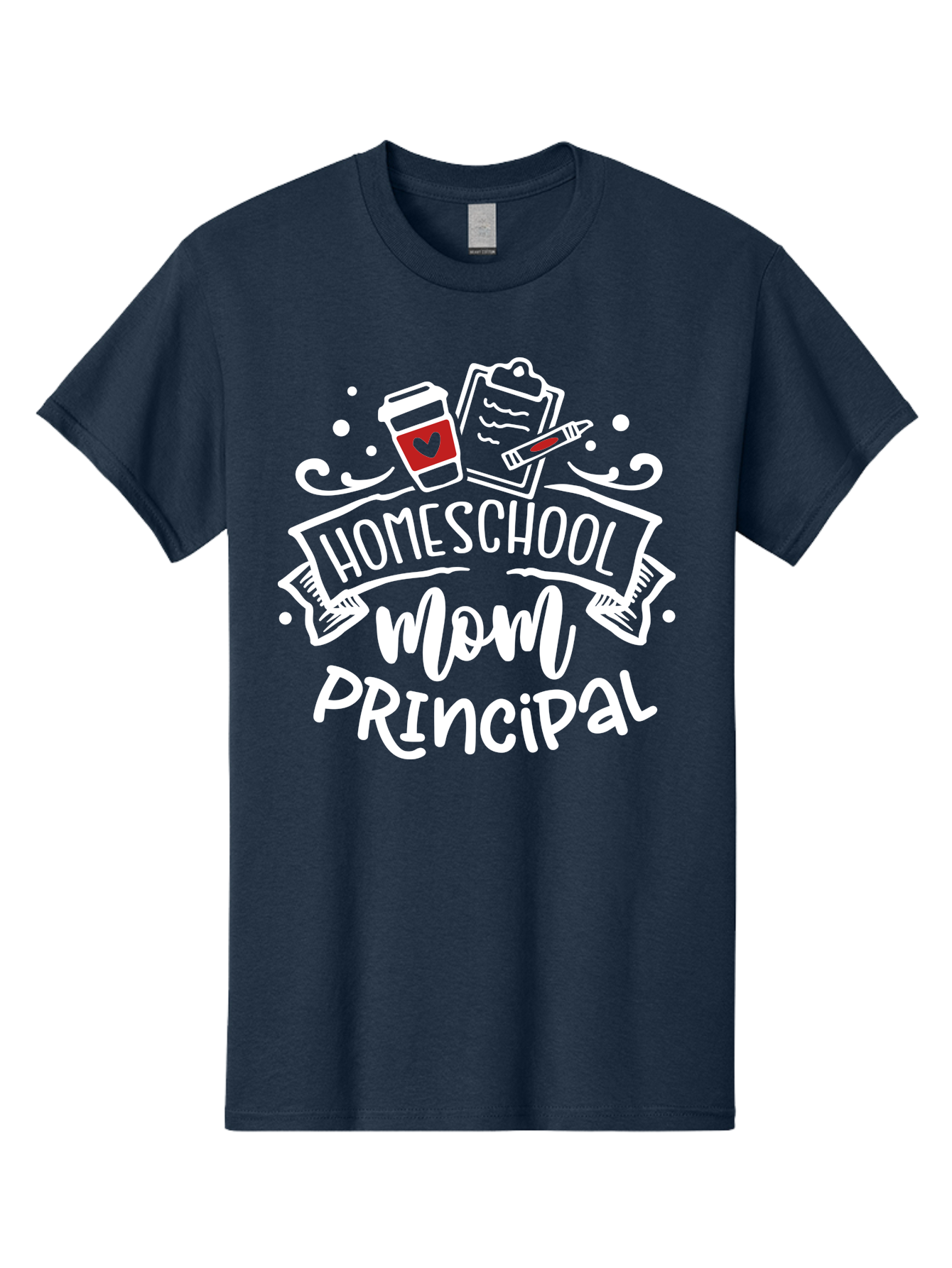 Homeschool-Mom-Principal-3 Men'S Graphic Tee, 100% Cotton, Comfortable Casual Summer Wear, Machine Washable, Homeschool Mom, Principal, Coffee Cup, Clipboard, Marker, Homeschooling, Education, Parenting, Teaching, Learning, Aab378 21