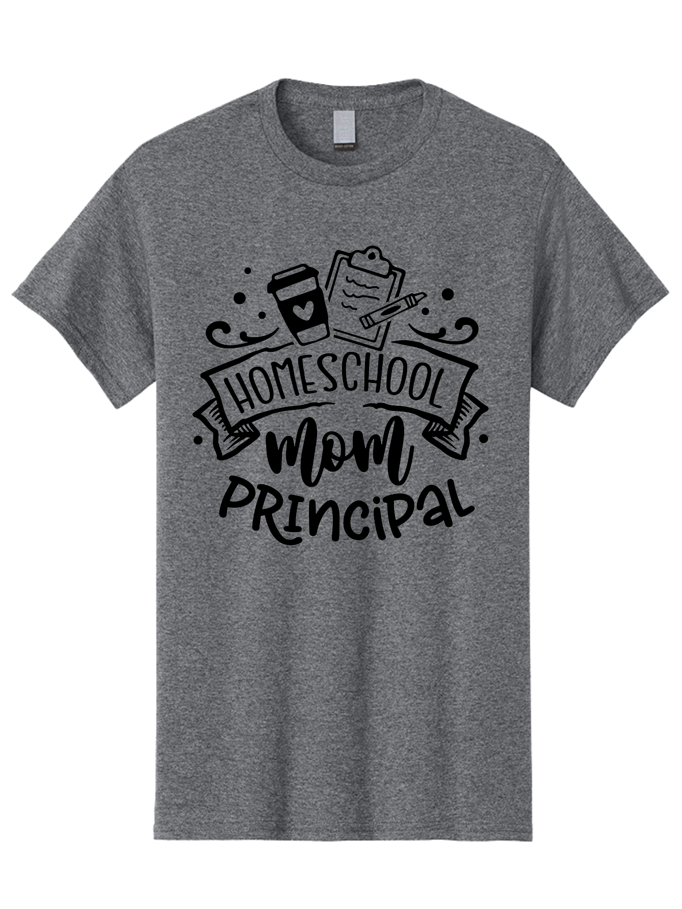 Homeschool-Mom-Principal Men'S Graphic Tee, 100% Cotton, Comfortable Casual Summer Wear, Machine Washable, Homeschool Mom, Principal, Education, Learning, Teaching, Coffee Cup, Clipboard, Pencil, Doodle Art, Playful Design, Homeschooling, Aab379 21