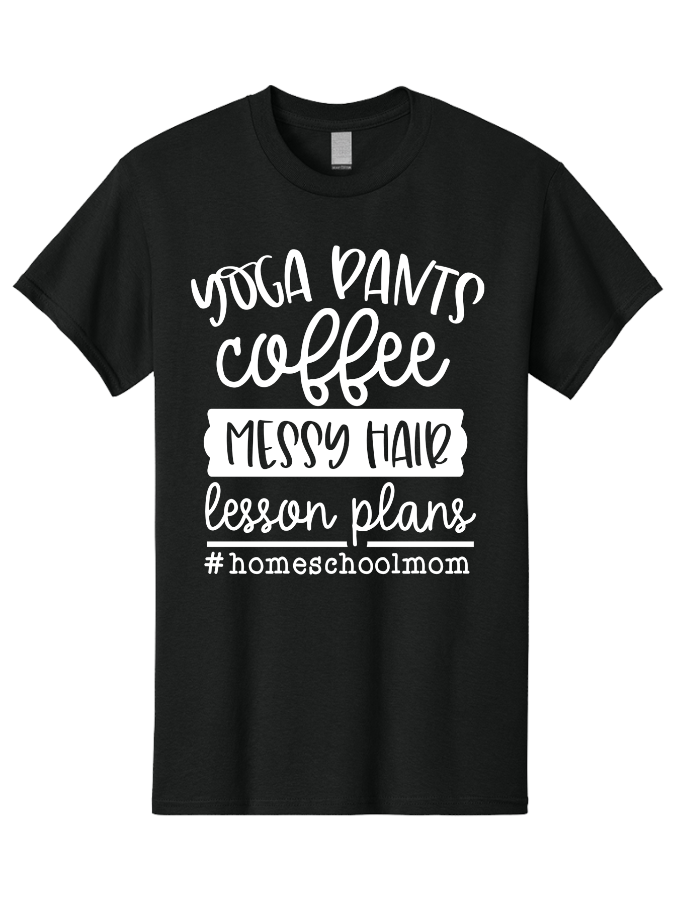 Homeschool-Mom Men'S Graphic Tee, 100% Cotton, Comfortable Casual Summer Wear, Machine Washable, Homeschool Mom, Yoga Pants, Coffee Fuel, Messy Hair, Lesson Plans, Homeschooling Lifestyle, Mom Life, Homeschool Routine, Coffee Lover Aab384 21