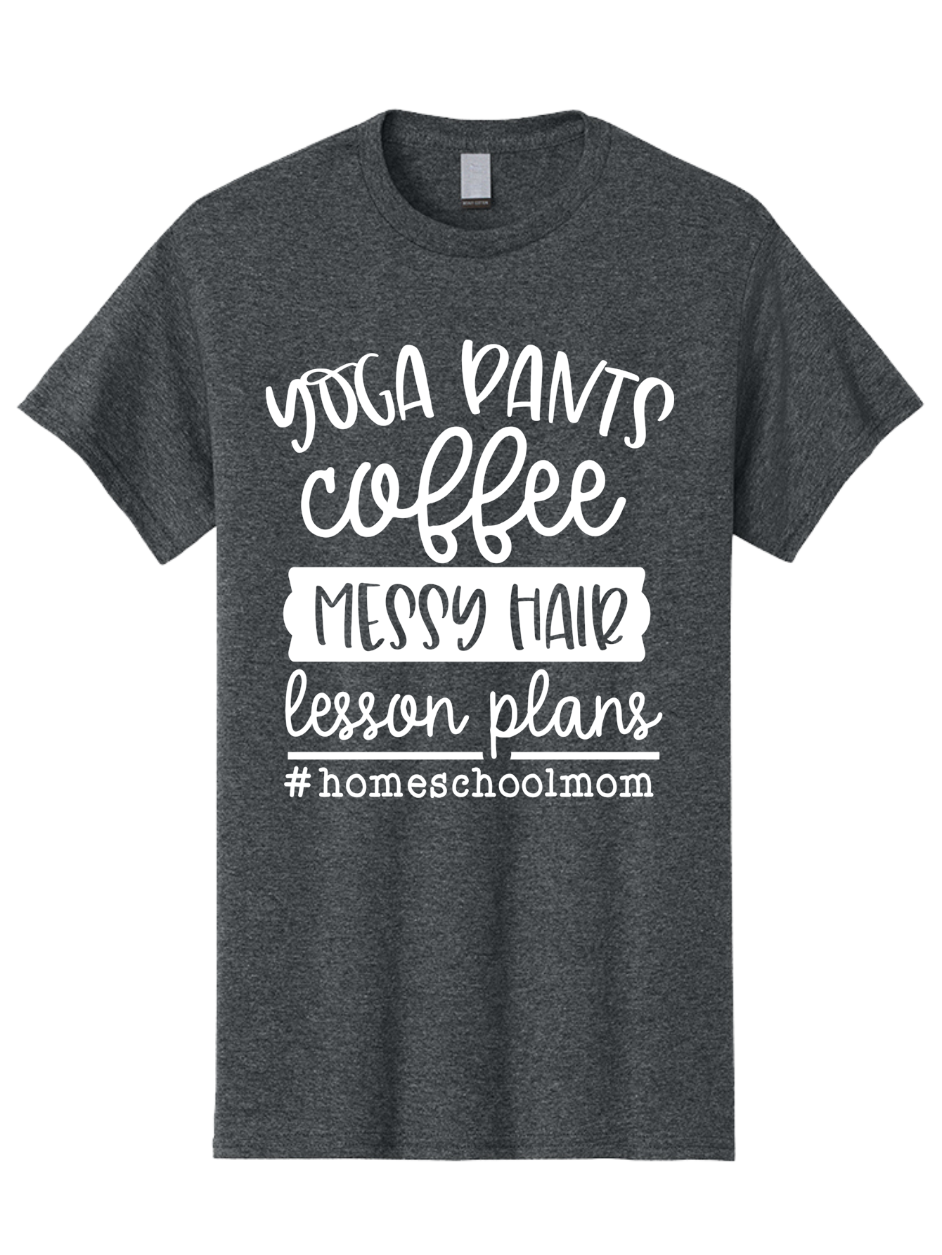 Homeschool-Mom Men'S Graphic Tee, 100% Cotton, Comfortable Casual Summer Wear, Machine Washable, Homeschool Mom, Yoga Pants, Coffee Fuel, Messy Hair, Lesson Plans, Homeschooling Lifestyle, Mom Life, Homeschool Routine, Coffee Lover Aab384 19