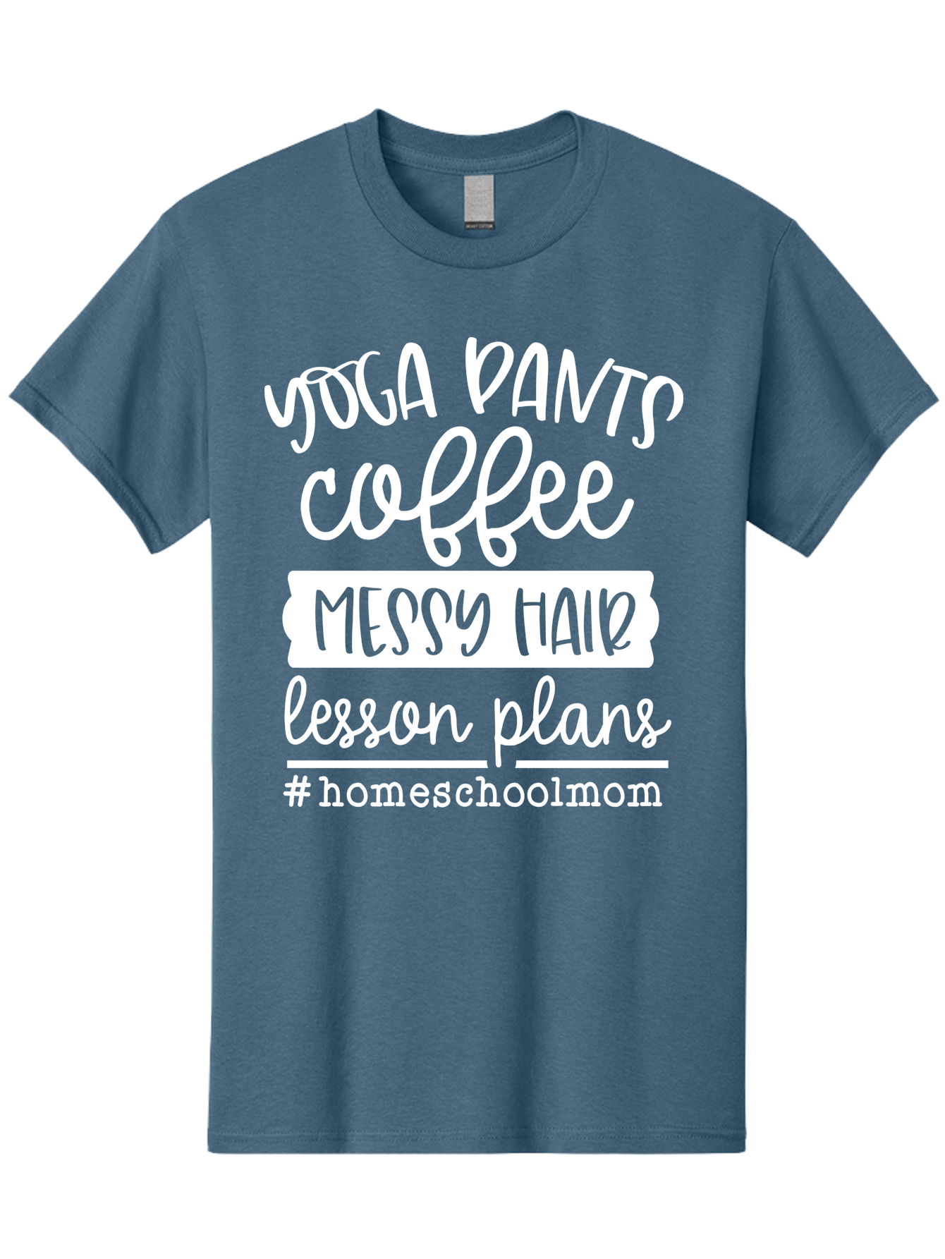 Homeschool-Mom Men'S Graphic Tee, 100% Cotton, Comfortable Casual Summer Wear, Machine Washable, Homeschool Mom, Yoga Pants, Coffee Fuel, Messy Hair, Lesson Plans, Homeschooling Lifestyle, Mom Life, Homeschool Routine, Coffee Lover Aab384 7