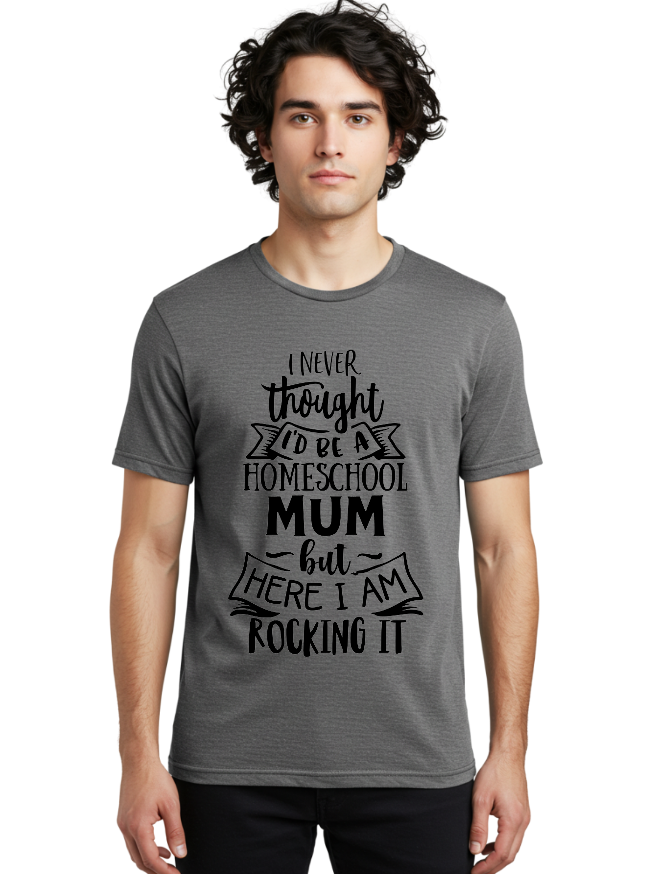 Homeschool-Mum-1 Men'S Graphic Tee, 100% Cotton, Comfortable Casual Summer Wear, Machine Washable, Homeschool Mum Quote, Inspirational Message, Parenting Journey, Homeschooling, Proud Moment, Education, Unconventional Path, Confident, Aab385 22